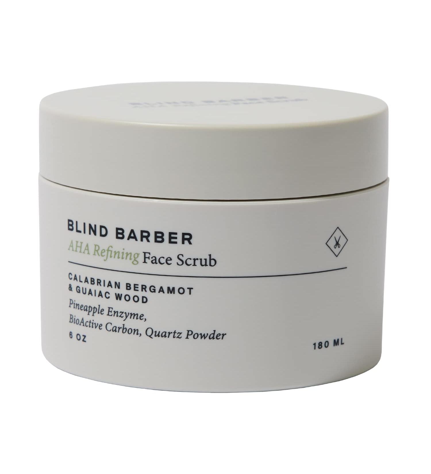 Blind Barber AHA Exfoliating Face Scrub for Men - Daily Facial Scrub to Clear Pores Remove Dirt & Oil Smooth Skin Texture - 6 Oz Quartz Powder Cleanser - Buy Online on SooperMarket.com