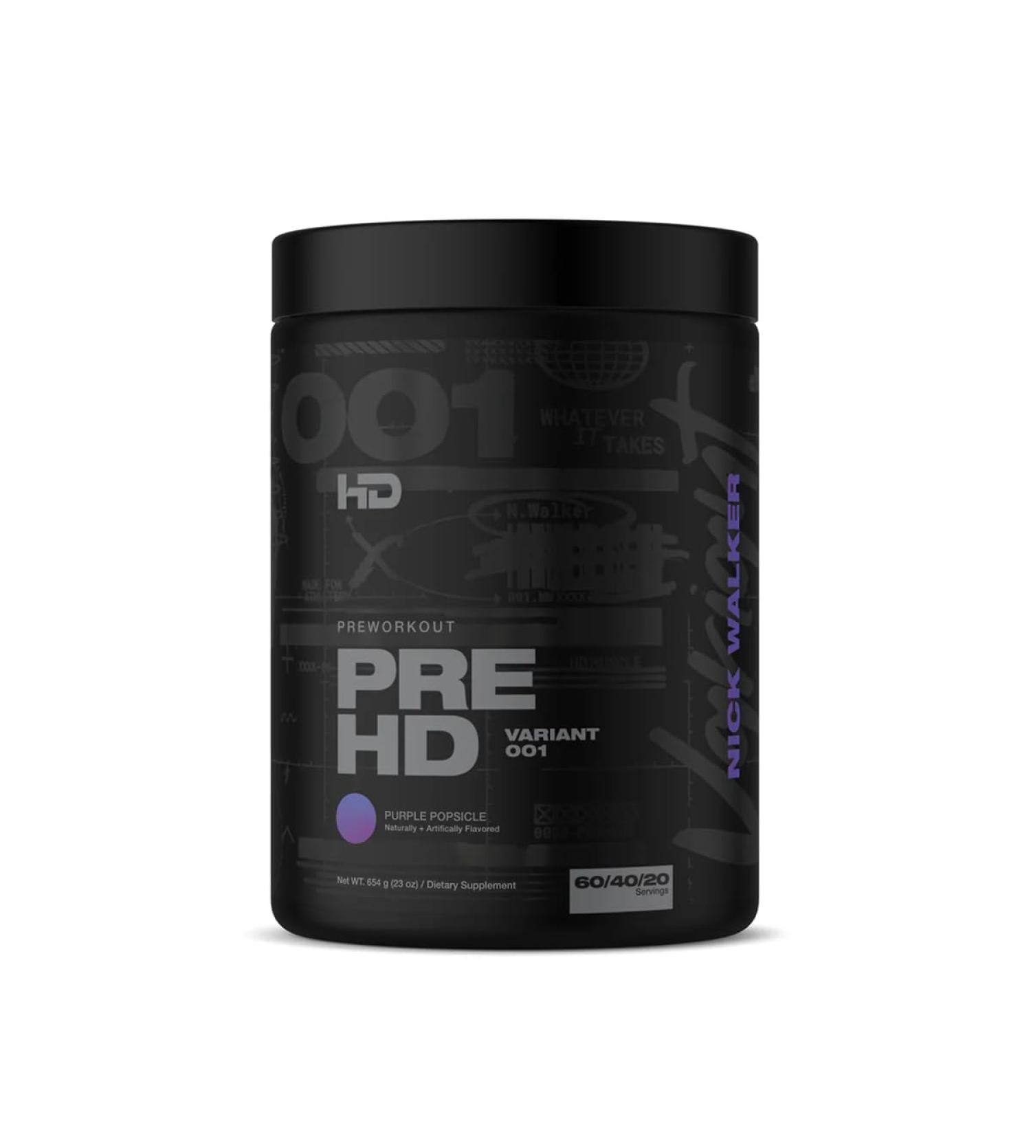 HD MUSCLE PreHD Variant 001 Pre-Workout Powder | Nick Walker Signature Series | High Stim All In One PreWorkout | L-Citrulline Creapure Creatine Beta Alanine Caffeine | 60 Servings (Purple Popsicle) Purple Popsicle 60 Servings - Buy Online on SooperMarket.com