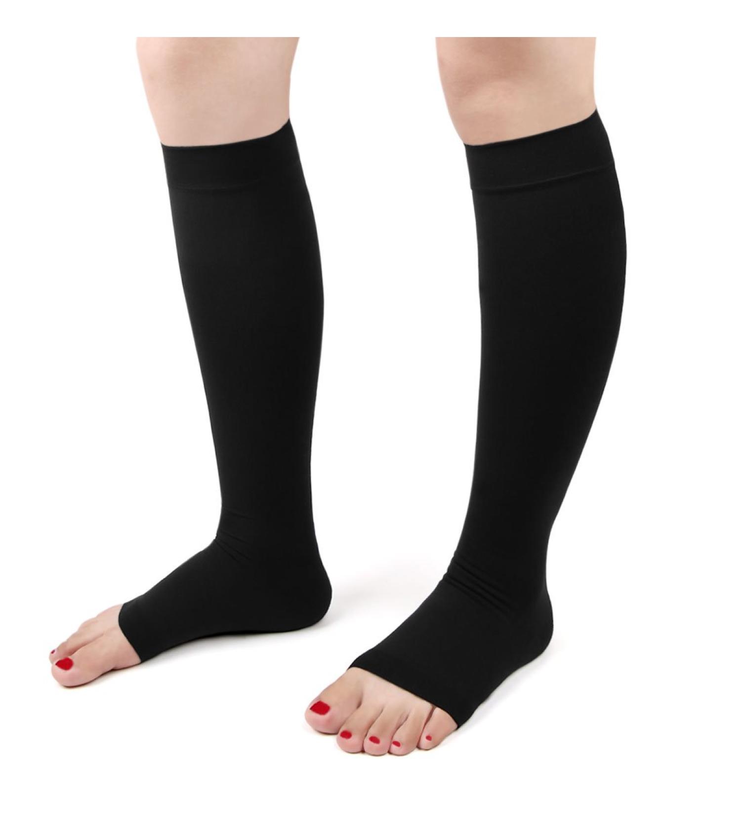 Ruilogod 1 Pair Size M Black Warm Elastic Calf Compression Sleeves Lower Leg Shaper Bands Wrap Stockings - Buy Online on SooperMarket.com