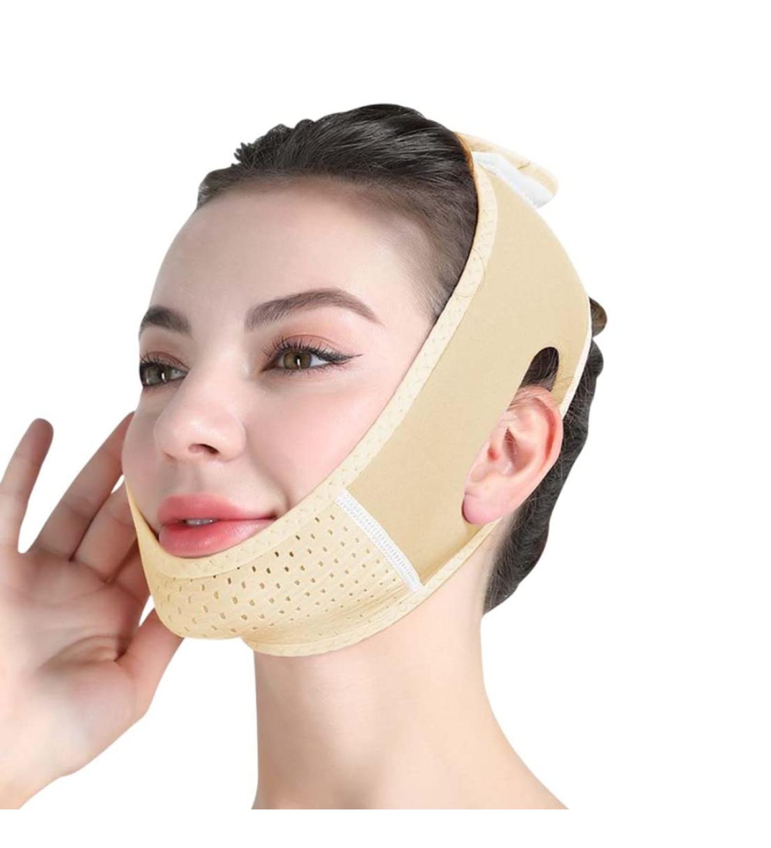 Chin Strap for Women - Double Chin Reducer & V Line Face Lifting Mask | Soft Slimming Face Belt (Skin Color - Buy Online on SooperMarket.com
