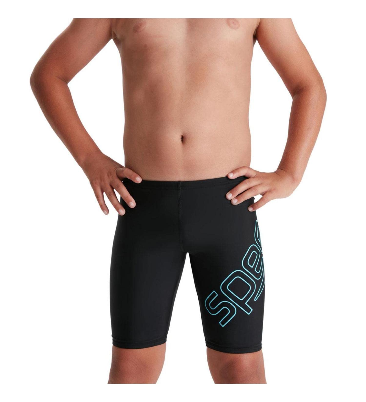 Speedo Boys Boom Logo Swim Shorts | 11-12 Years | Black/Light Adriatic - International Shipping Available - Buy Online on SooperMarket.com