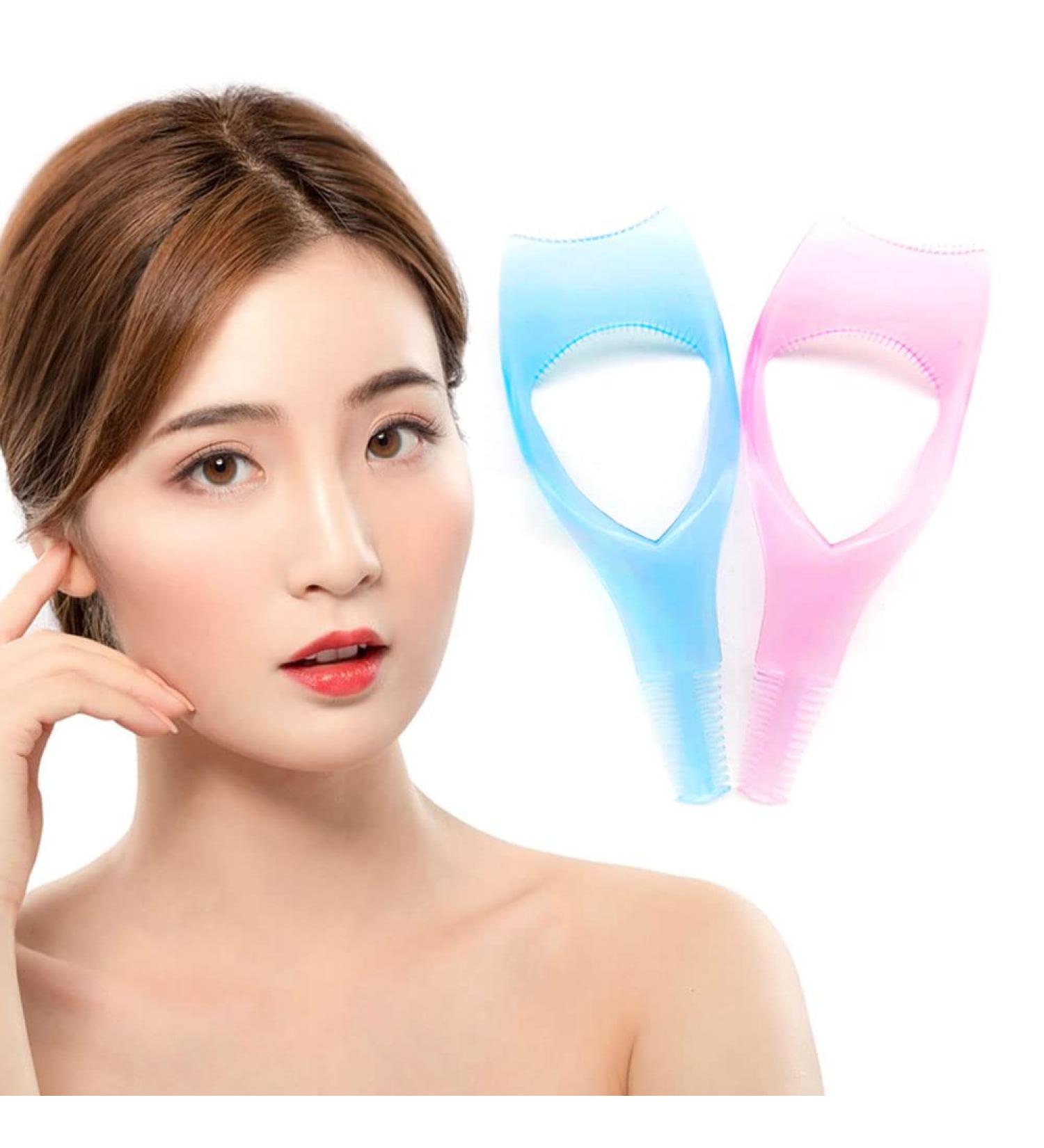 2 pcs plastic three in one makeup eyelash tool upper and lower eyelash mascara applicator applicator guide assistant eyelash comb quick makeup template.(Red+Blue) - Buy Online on SooperMarket.com