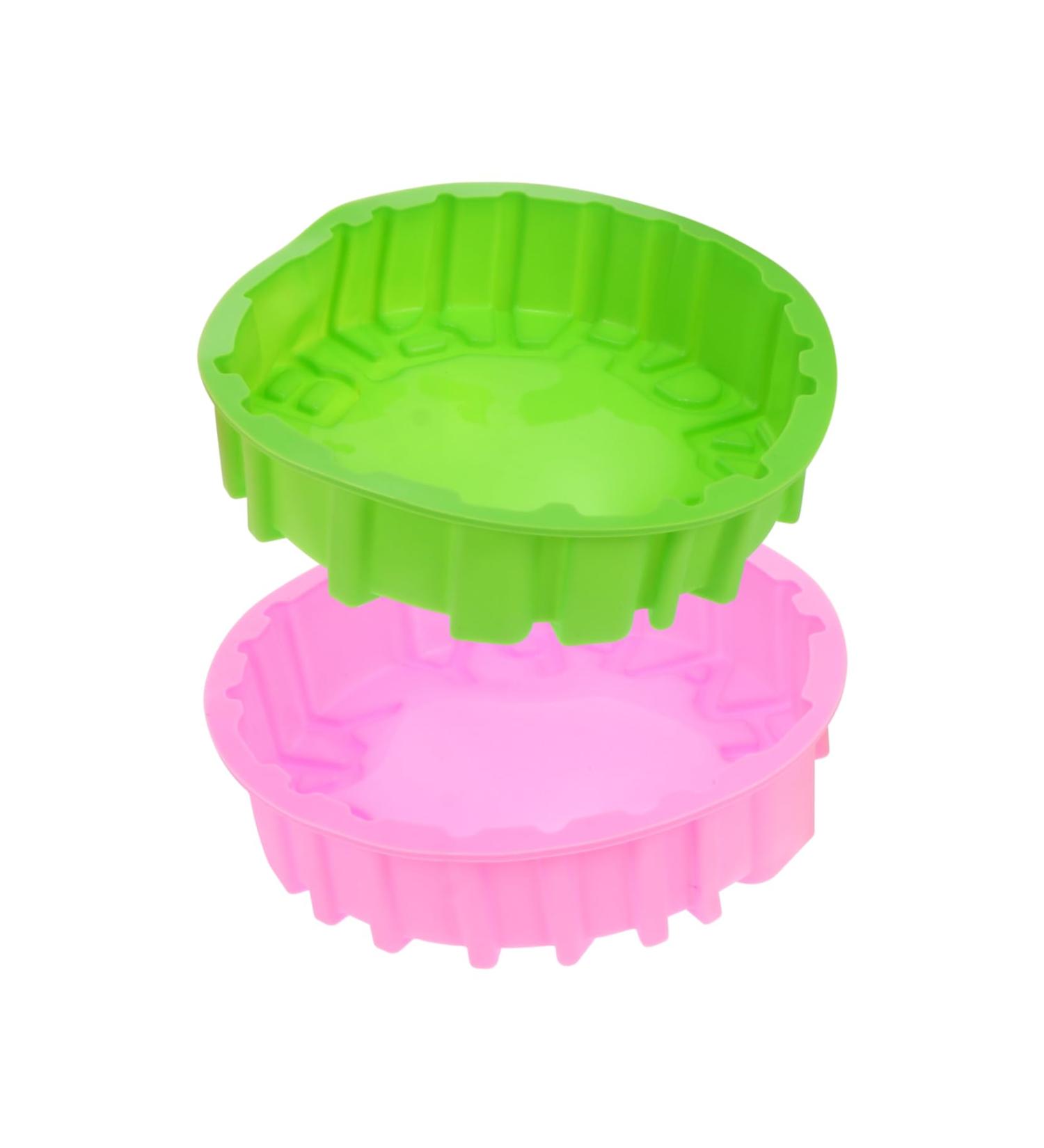 IMIKEYA Birthday Cake Mold 2pcs Happy Birthday Baking Pan Non Stick Baking Tools Silica Gel Silicone Molds 19X19CM Assorted Color - Buy Online on SooperMarket.com