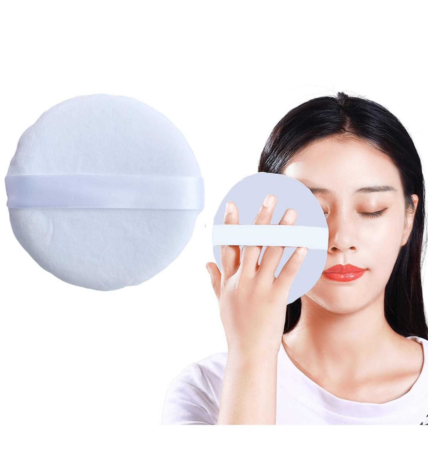 Buy White 13CM Large Round Facial Sponge Puff | Cotton Powder Puff for Makeup & Body | Ideal for Loose Powder & Foundation - Buy Online on SooperMarket.com