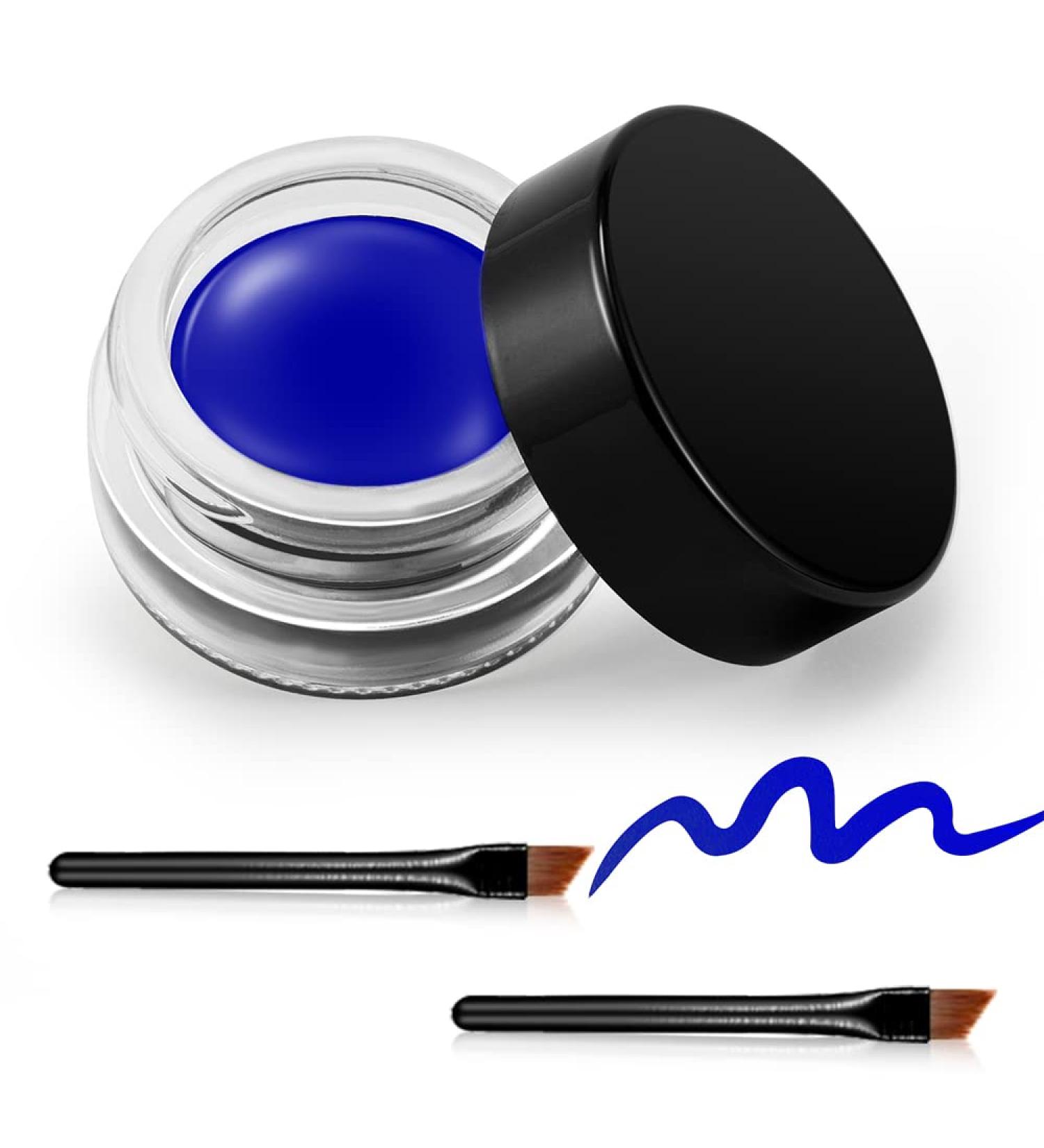Erinde Blue Gel Eyeliner - Waterproof, Long Lasting, Smudge-Proof | High-Intensity Pigments | Water-Resistant Makeup - Includes 2PCS Eyeliner Brushes - Buy Online on SooperMarket.com