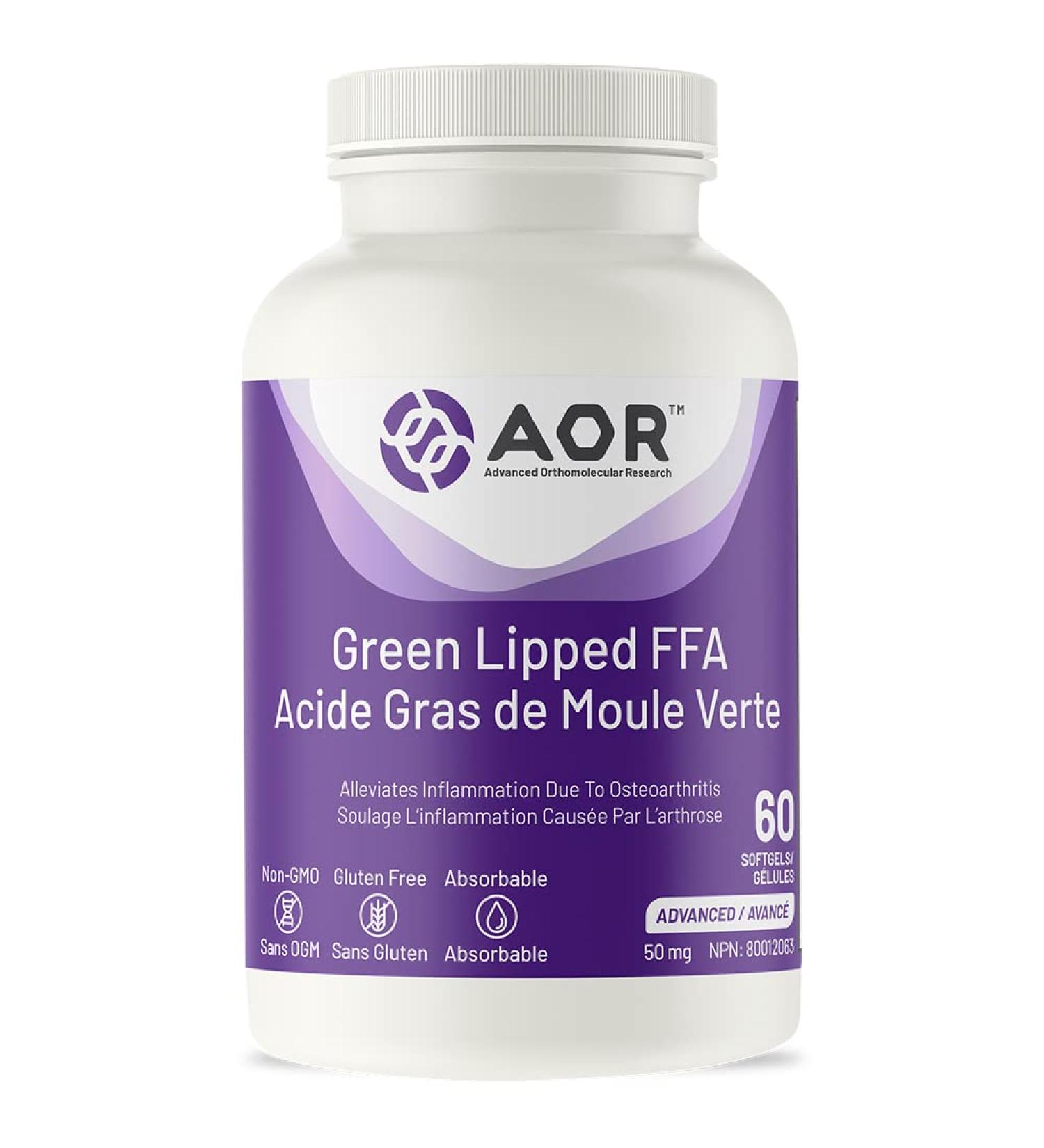 AOR - Green Lipped FFA 50mg 60 Softgels - Green Lipped Mussel for Inflammation Relief Joint Support and Osteoarthritis Pain Relief - Omega 3 Fatty Acid Supplement - Anti Inflammation Supplement - Buy Online on SooperMarket.com