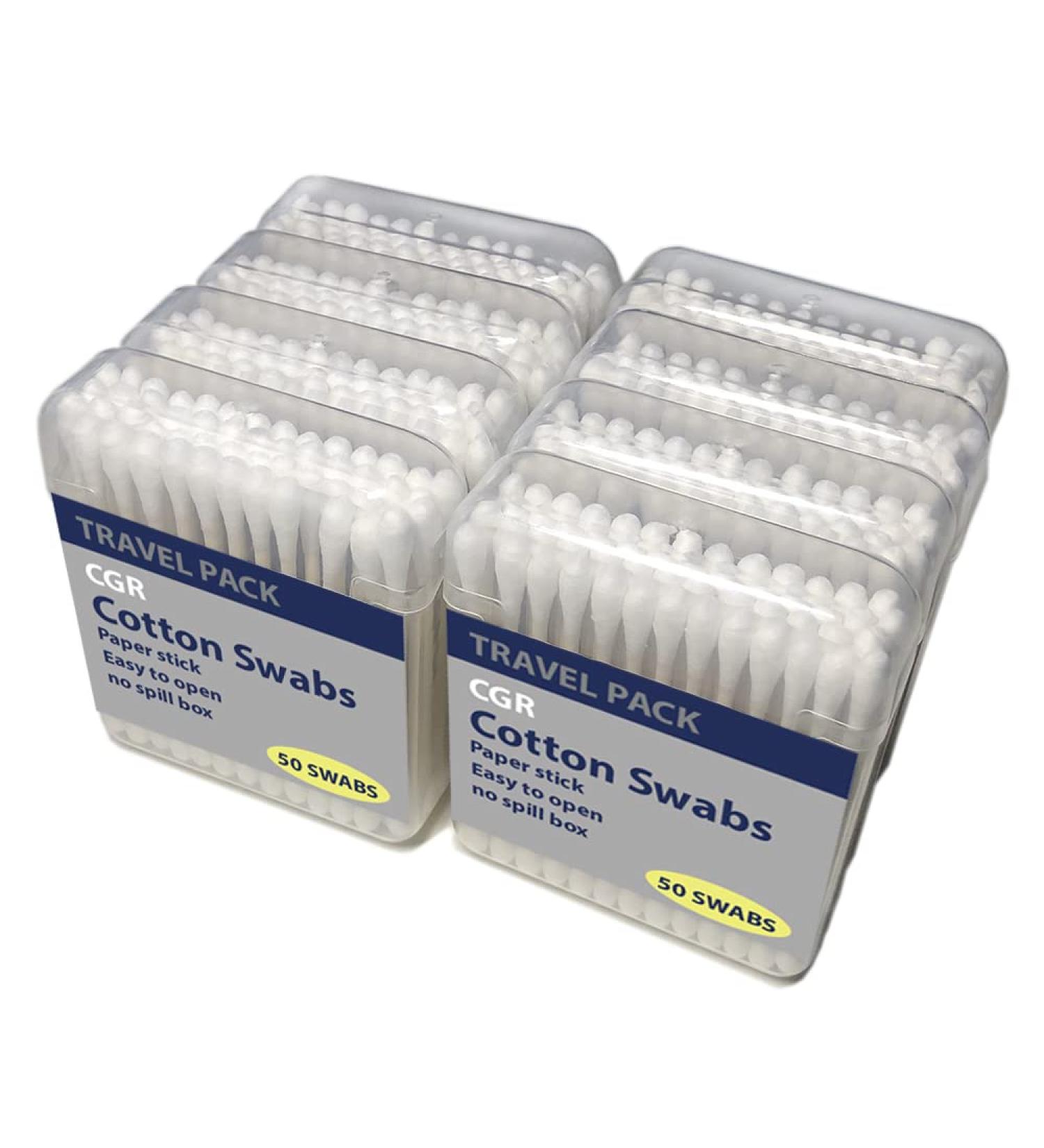 400pcs CGR Organic Cotton Swabs | Double-Tipped | 100% Cotton | Compostable Paper Sticks | Travel Pack (8 Packs of 50 Swabs) - Buy Online on SooperMarket.com