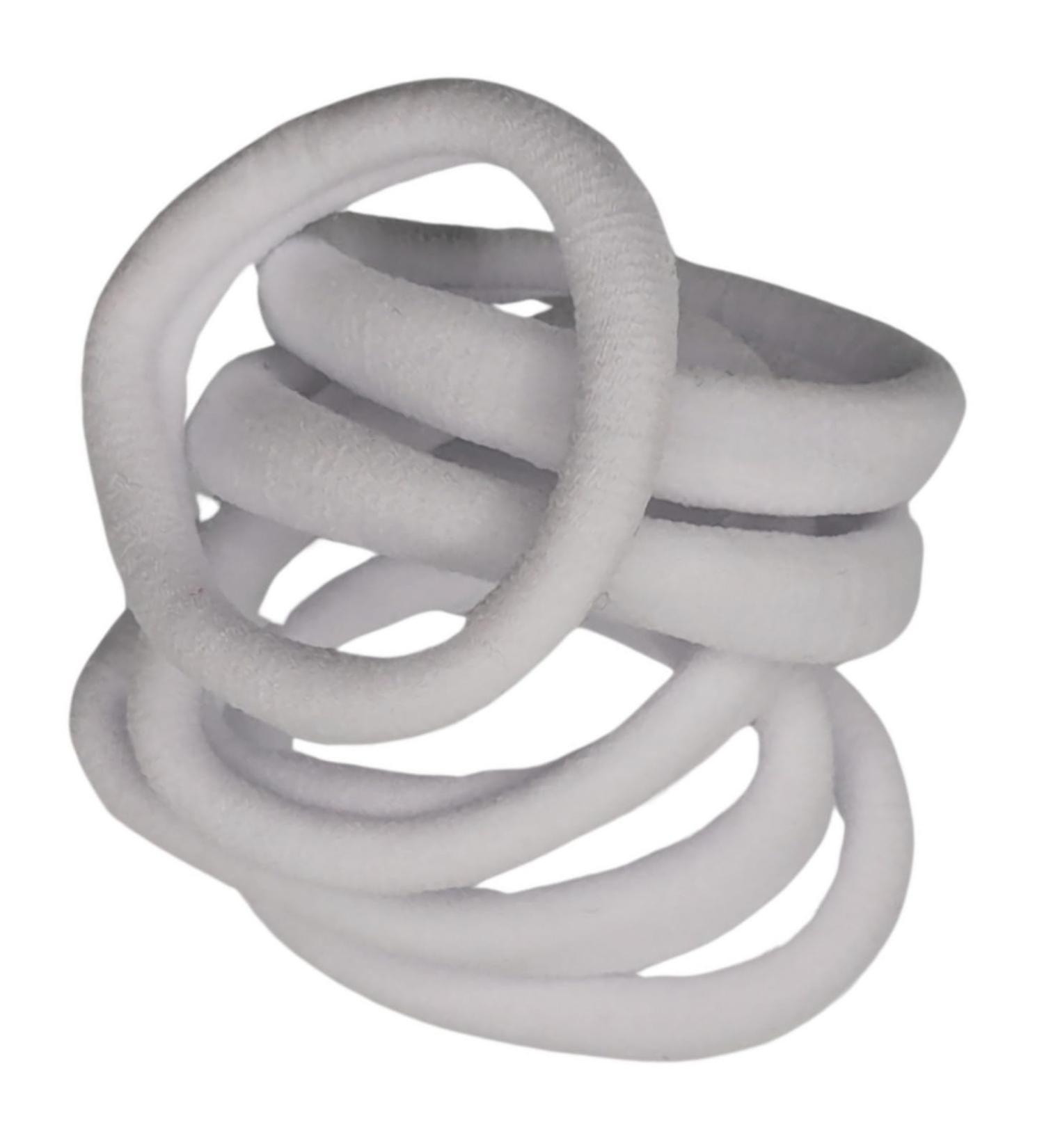 White Jersey Endless Snag Free Hair Bobbles Hair Elastics Hair Bands for Women Girls by Glitz4Girlz - Buy Online on SooperMarket.com