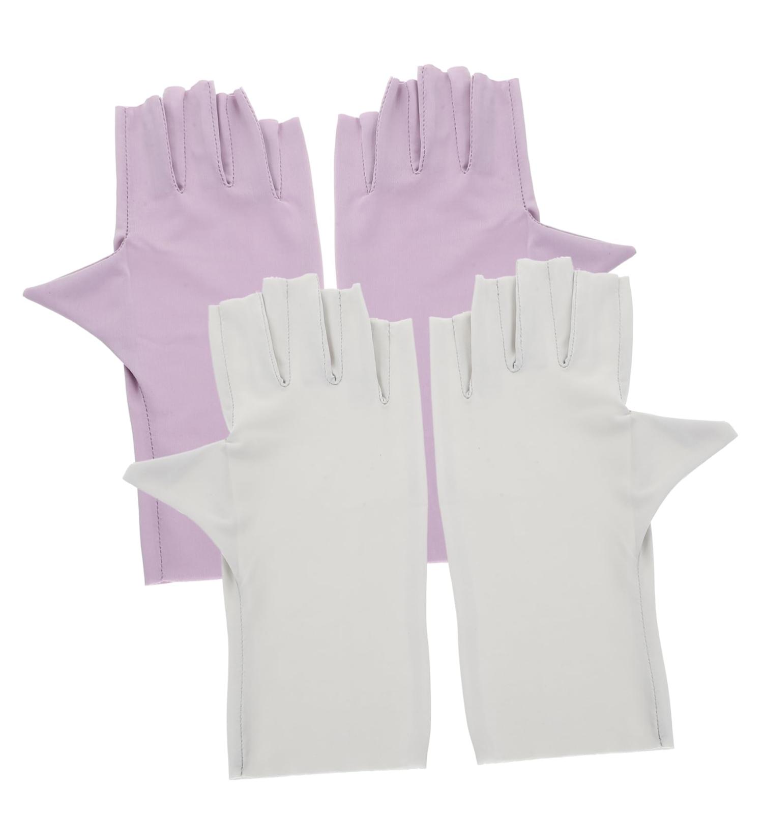 ABOOFAN 2 Pairs Gel Nail Gloves Half Finger Gloves Uv Protection Gloves Nail Art Gloves Pink Gloves Protective Gloves for Manicure Nail Art Accessory Thin Section Sun Protection Gloves - Buy Online on SooperMarket.com