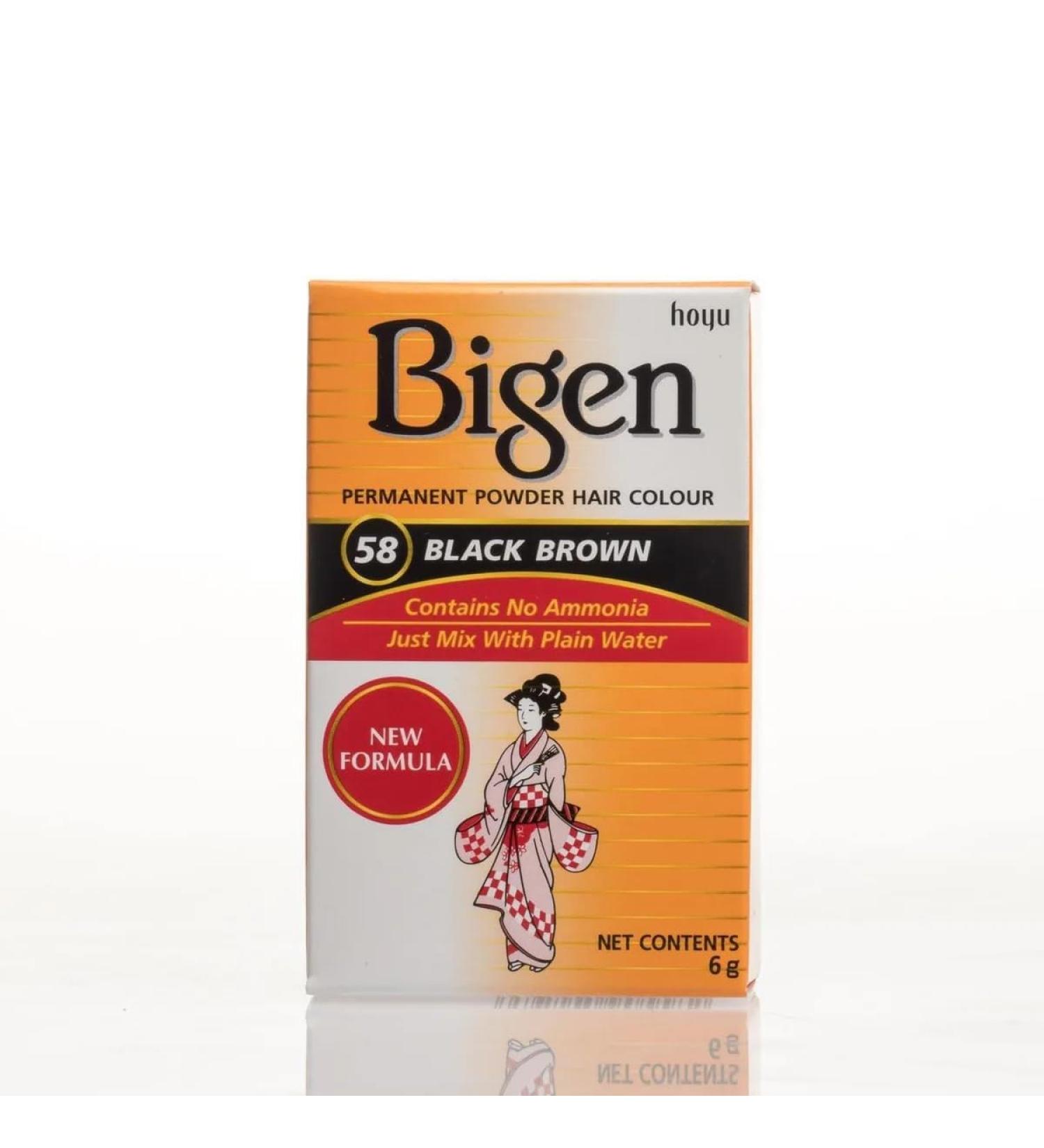 Buy #58 Black Brown Bigen Permanent Powder - 3 Pack | 0.21 oz Each | Best International Shipping - Buy Online on SooperMarket.com