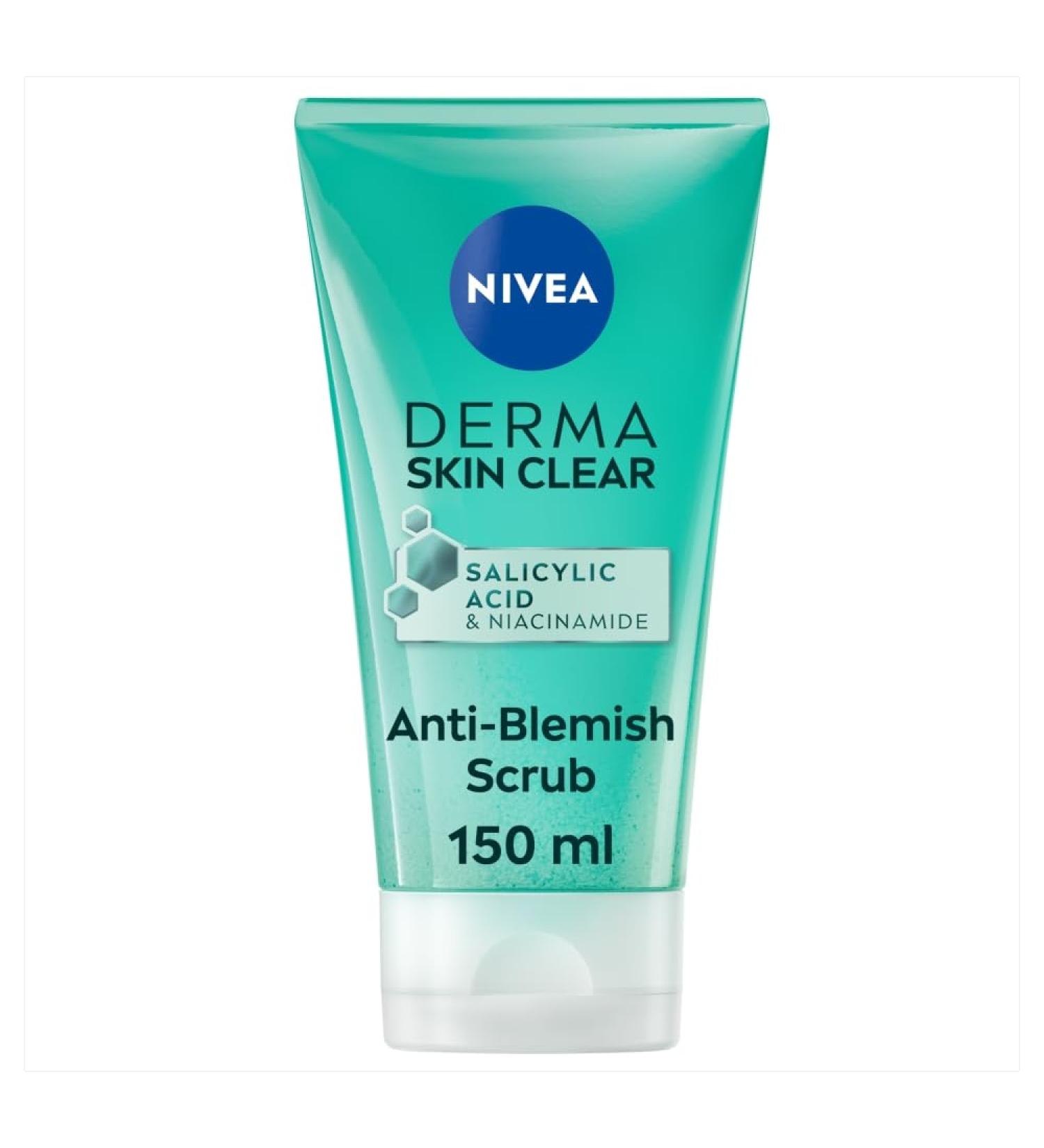 NIVEA Derma Skin Clear Scrub 150ml - Exfoliating Face Scrub with Salicylic Acid and Niacinamide - Buy Online on SooperMarket.com
