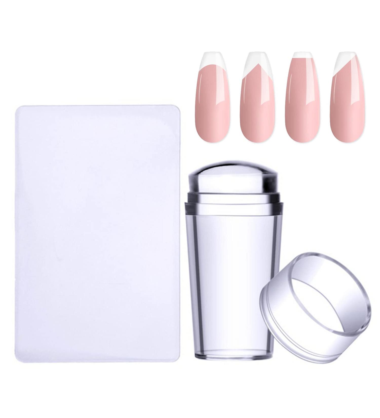 HJ-NAT074-2 French Silicone Nail Art Stamp Set - 2-Piece Transparent Template for Manicure & Scrapbooking - Buy Online on SooperMarket.com