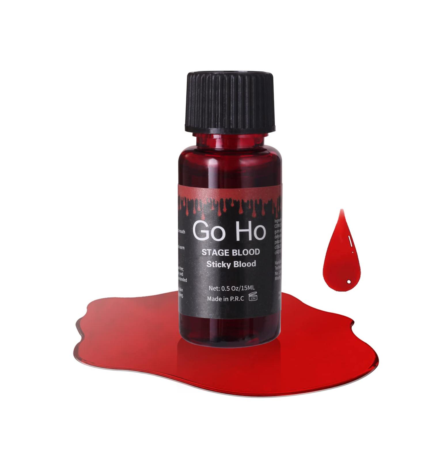 Go Ho Stage Fake Blood Washable (0.5 oz) - Edible & Realistic Effect for Halloween Cosplay SFX - Zombie, Vampire Special Effects Makeup - Buy Online on SooperMarket.com