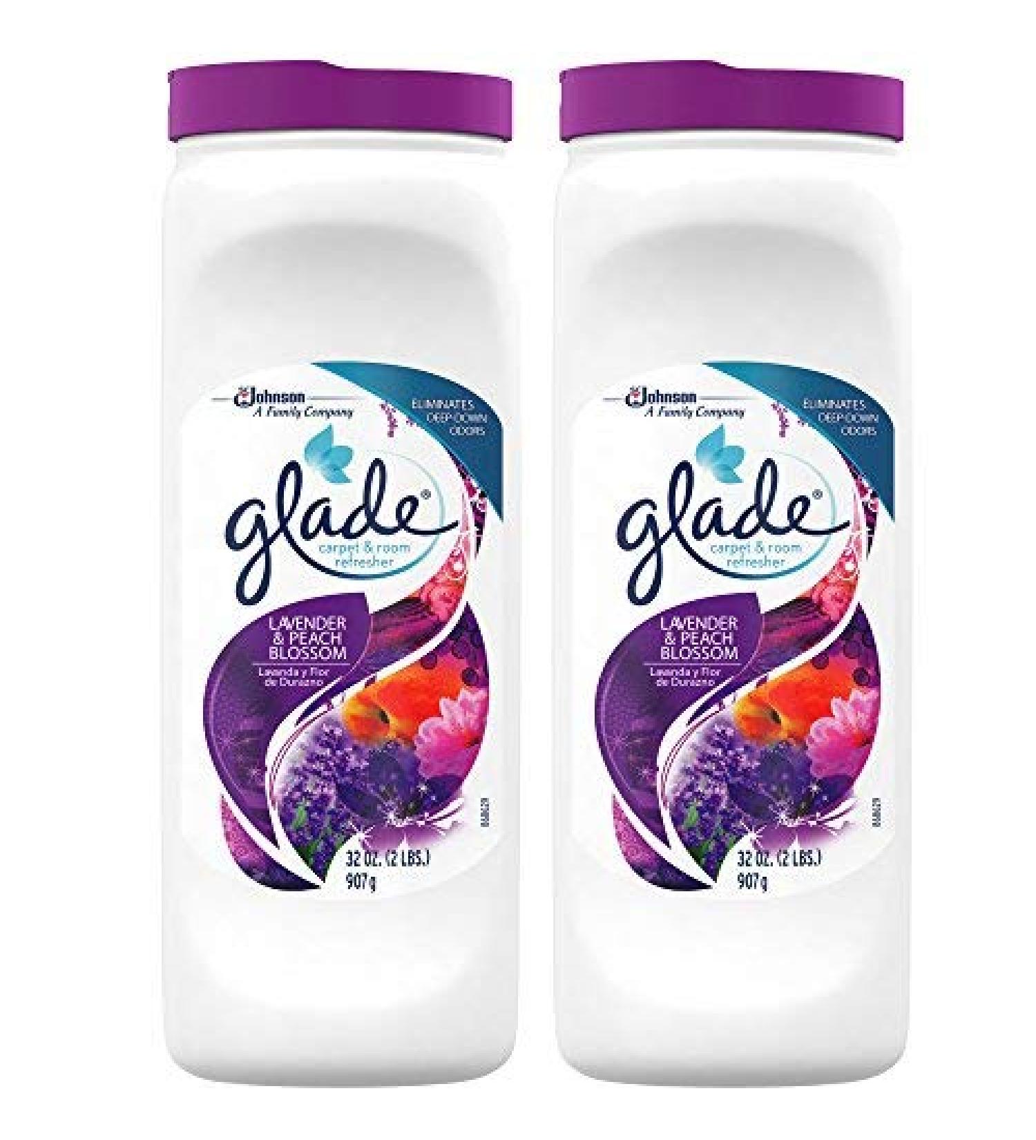 Glade Carpet and Room Powder, Lavender and Peach Blossom, 32-Ounce, 2-Pack 2 Pound (Pack of 2)