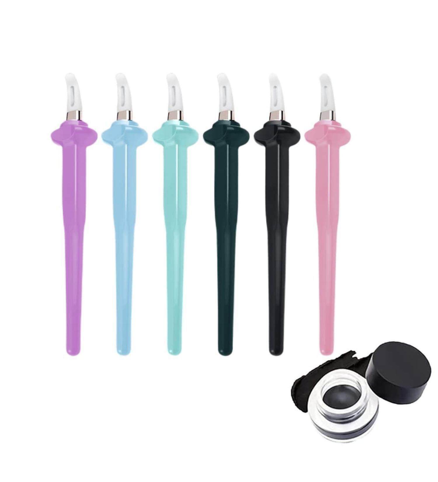 Silicone Eyeliner Brush with Eyeliner Cream Set - Reusable Eye Liner Tool Waterproof Easy to Operate Makeup Aid Tool (Black) - Buy Online on SooperMarket.com