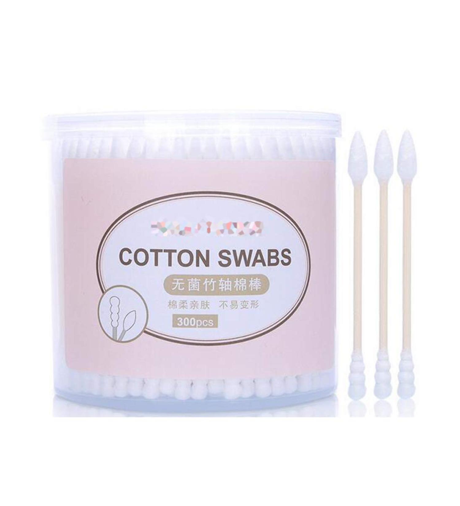 300 PCS White Spiral Lace Wooden Tube Cotton Swabs - Antibacterial & Sterile Cleaning Sticks for Eyes Ears & Makeup - Buy Online on SooperMarket.com