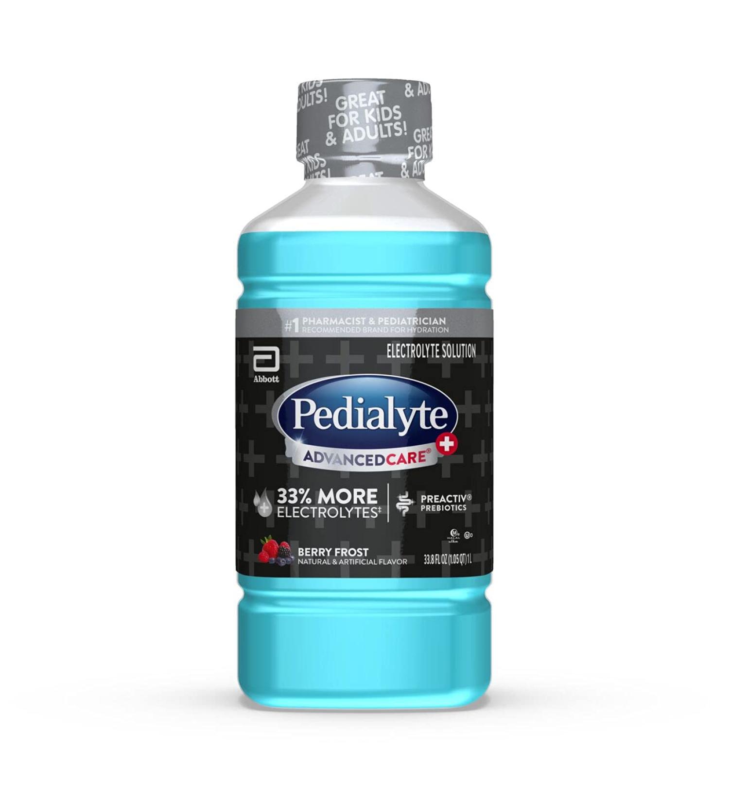 Pedialyte AdvancedCare Plus Electrolyte Drink 1L - Berry Frost | 33% More Electrolytes, PreActiv Prebiotics - Buy Online on SooperMarket.com