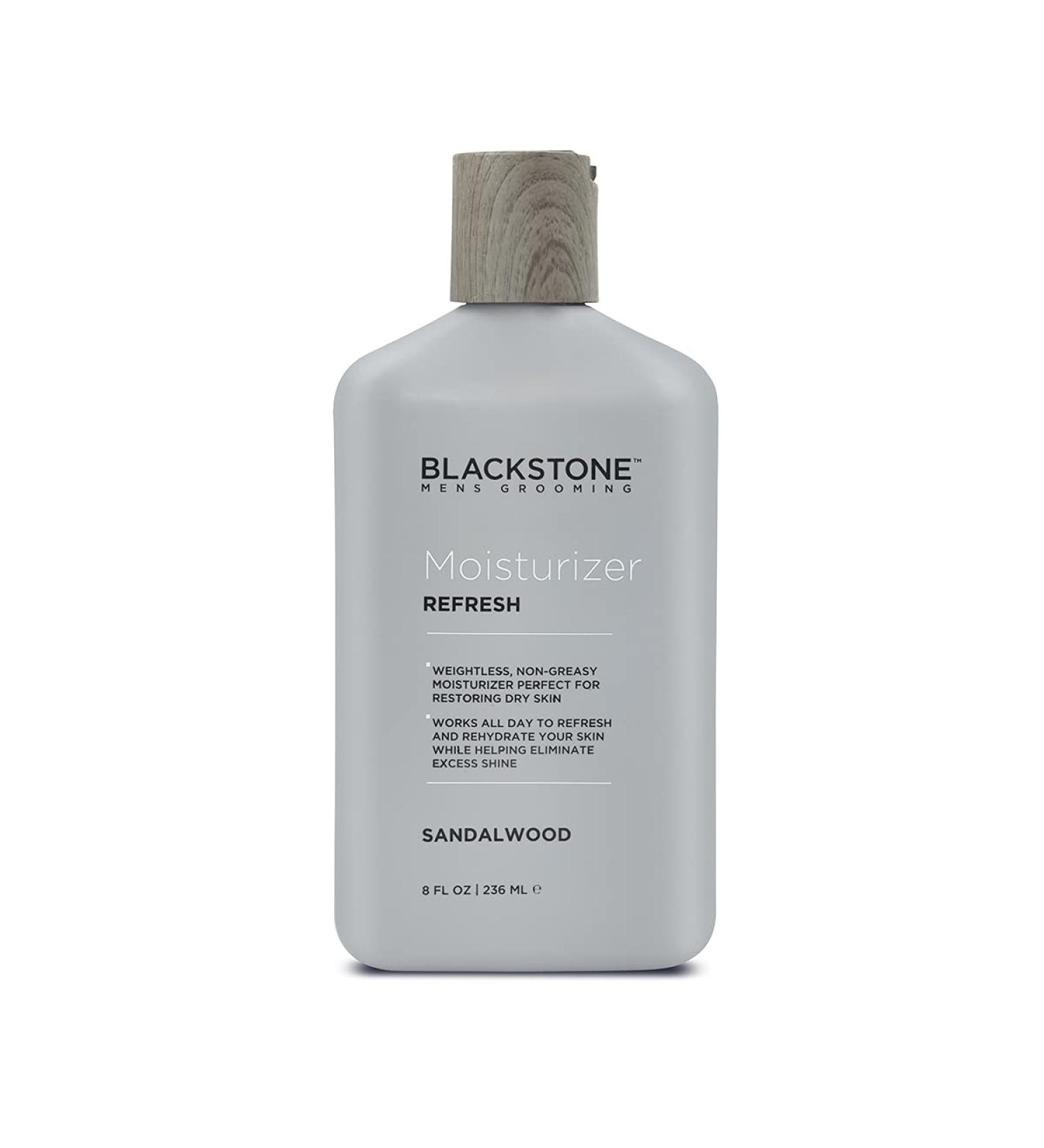 Blackstone Men's Grooming Sandalwood Facial Moisturizer with Vitamin E, Peppermint & Hyaluronic Acid - 8 oz - Lightweight & Non-Greasy Formula for Dry Skin - Paraben & Cruelty Free - USA Made - Buy Online on SooperMarket.com