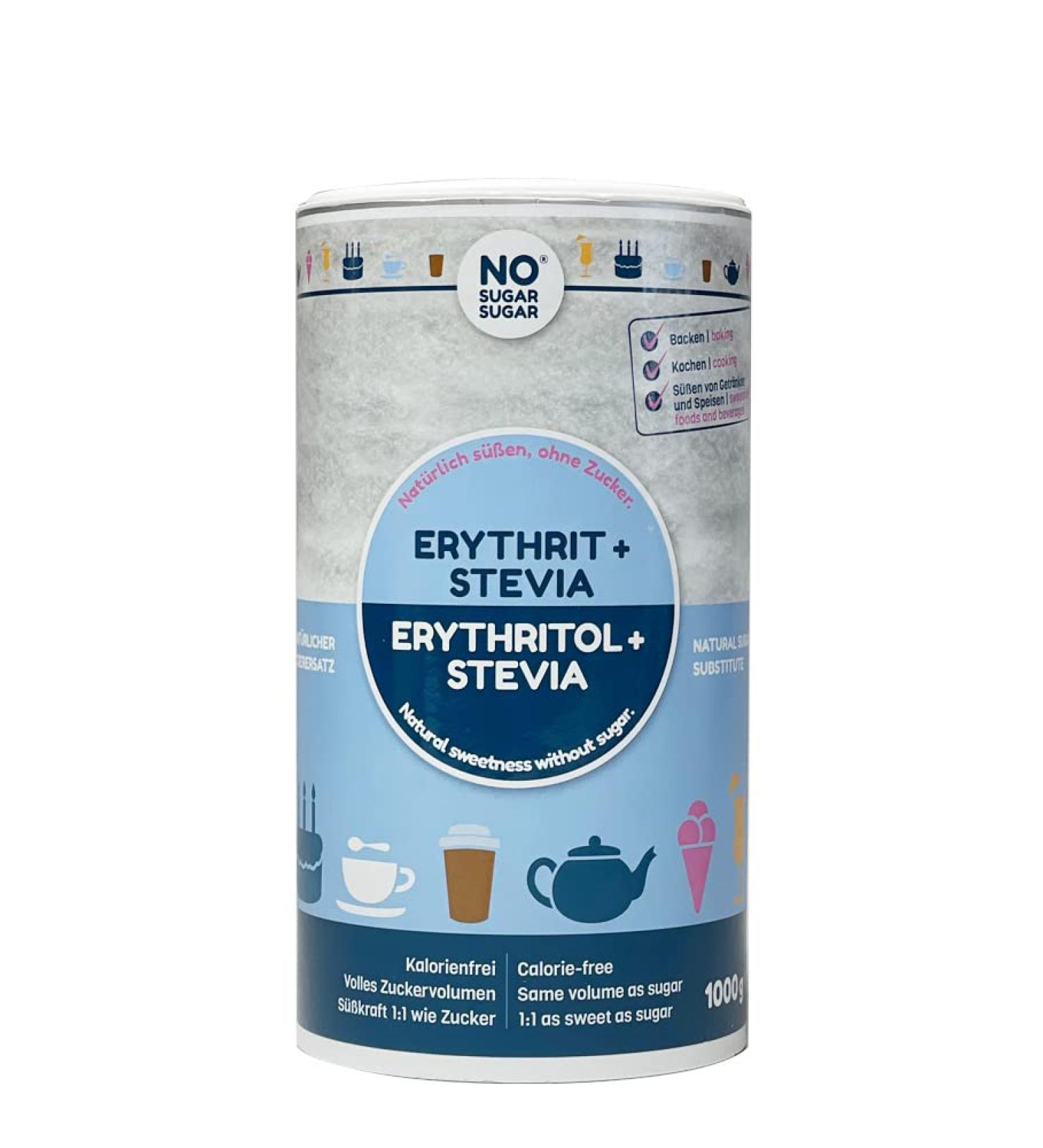 No Sugar Erythritol & Stevia - Natural Calorie-Free Sugar Substitute 1:1 for Cooking & Baking (1kg) - Buy Online on SooperMarket.com
