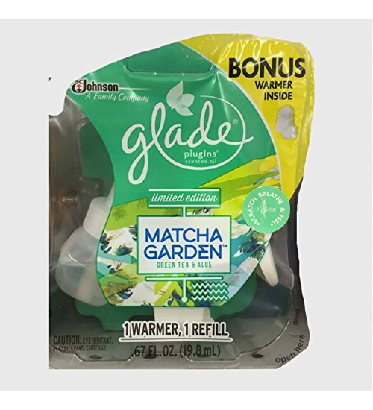 Glade Plugins Scented Oil Air Freshener Starter Kit Matcha Garden 0.67 Fl Oz