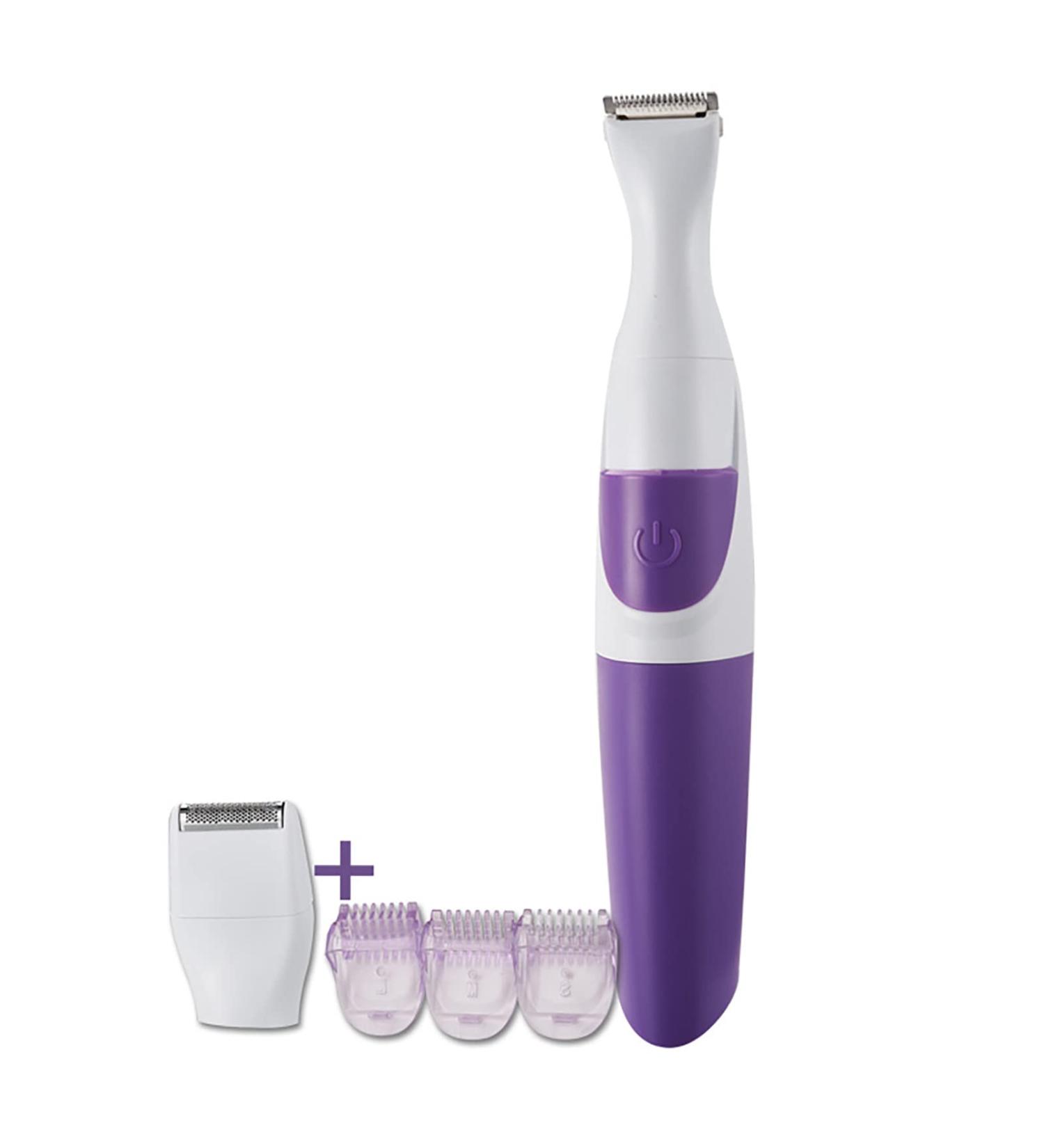 2 in 1 Waterproof Women Hair Trimmer Electronic Washable Hair Trimmer Clipper for Bikini Line Wet and Dry Use Purple - Buy Online on SooperMarket.com