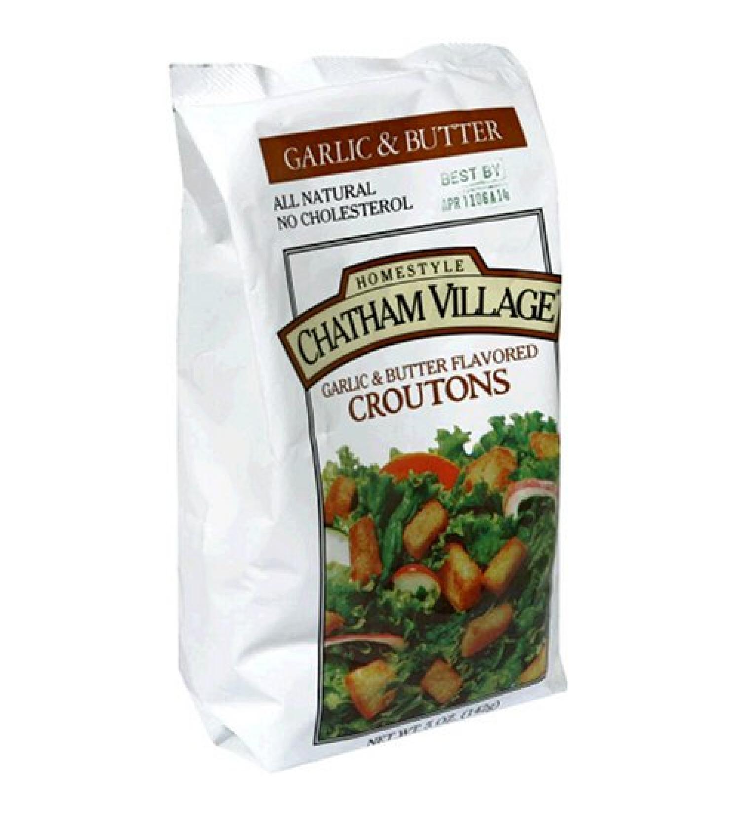 Chatham Village Croutons, Garlic & Butter Flavored, 5-Ounce Bags (Pack of 12)