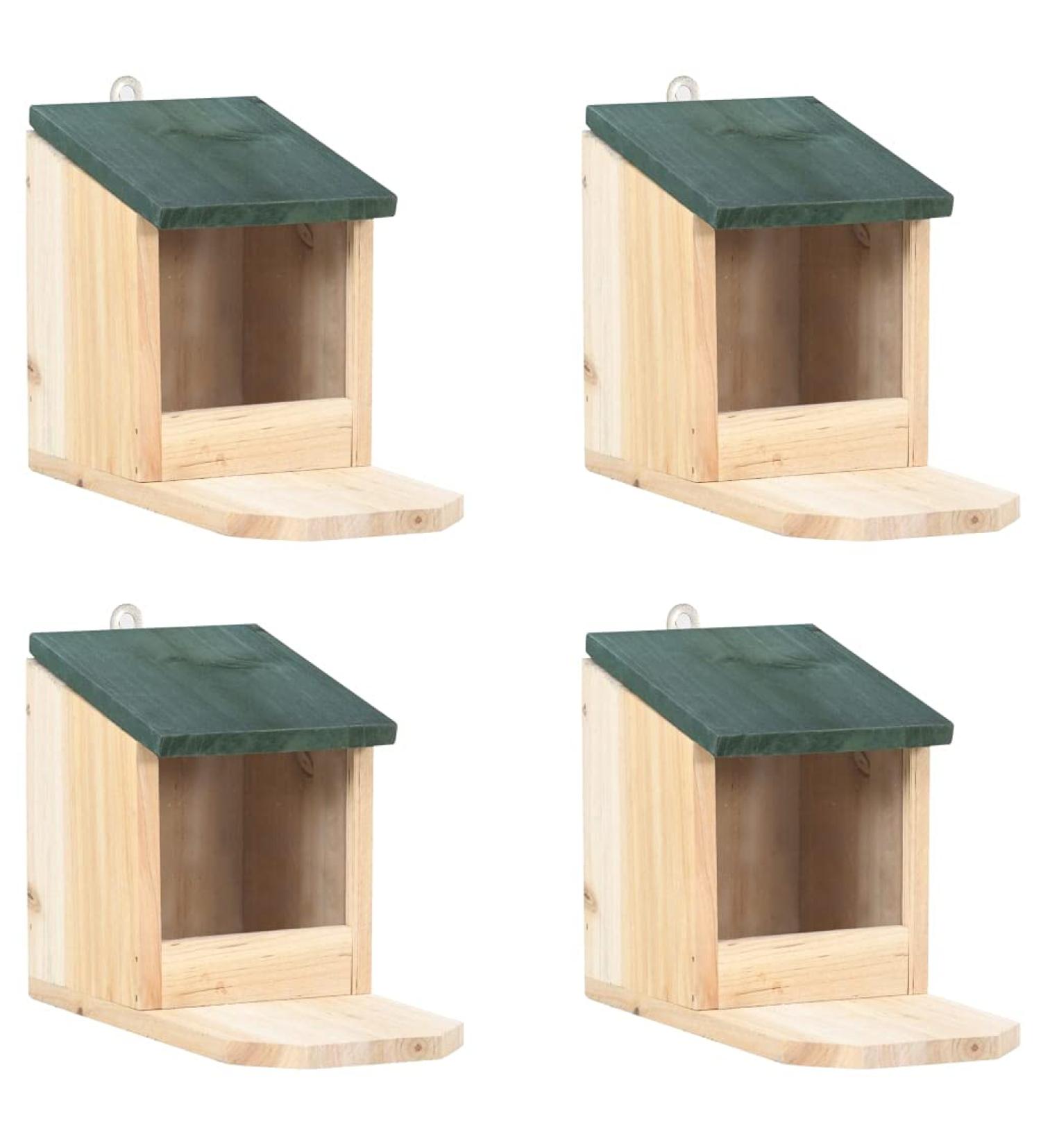 vidaXL 4x Firwood Squirrel Houses Garden Forest Wild Animals Wooden Holder Squirrel Peanut Butter Feeder Food House Feeding Station Box - Buy Online on SooperMarket.com