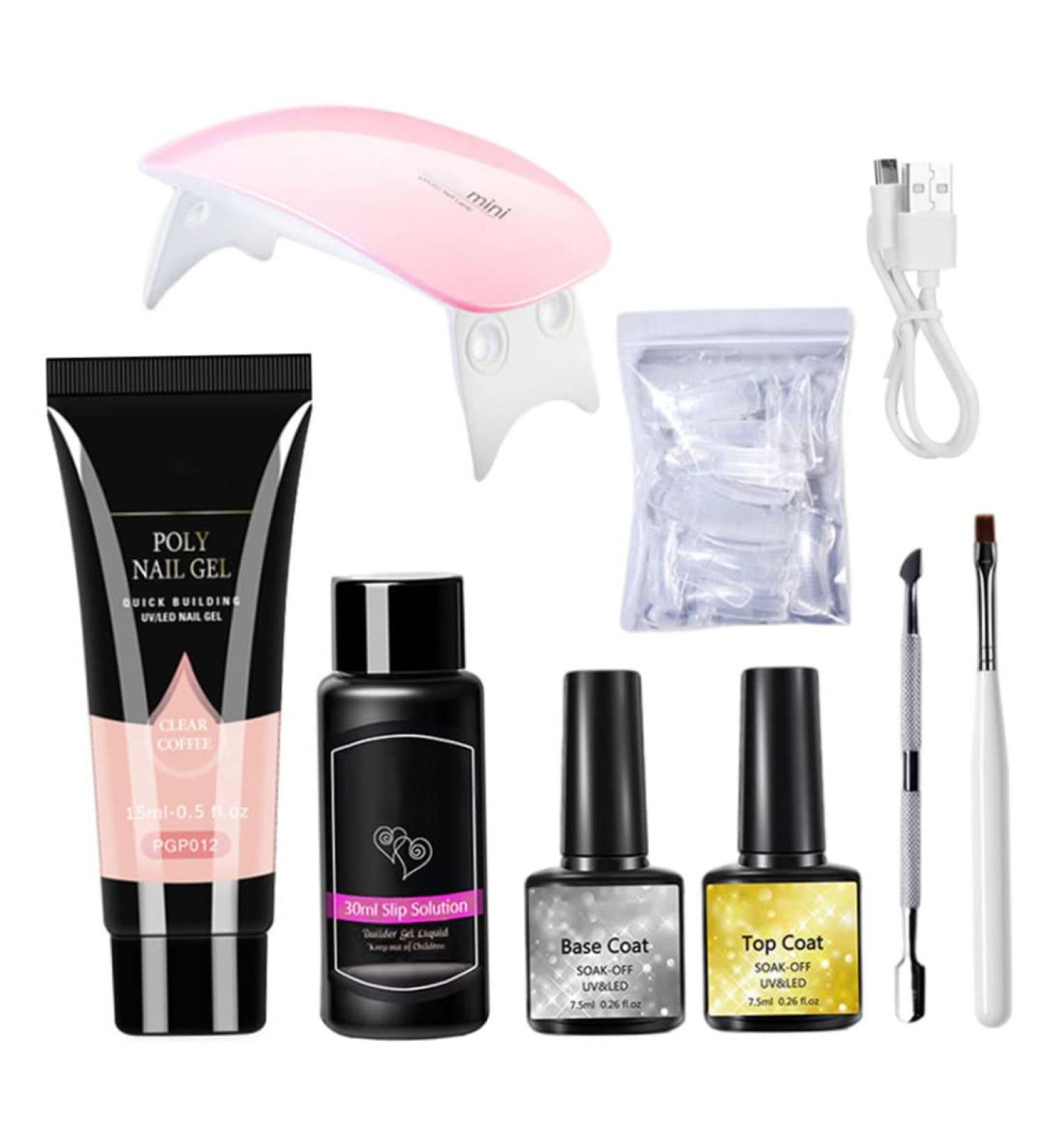 Polygel Nail Kit - All-in-One Starter Set for Nail Extensions & Art | 8 Piece DIY French Nail Tools (PGP012) - Buy Online on SooperMarket.com