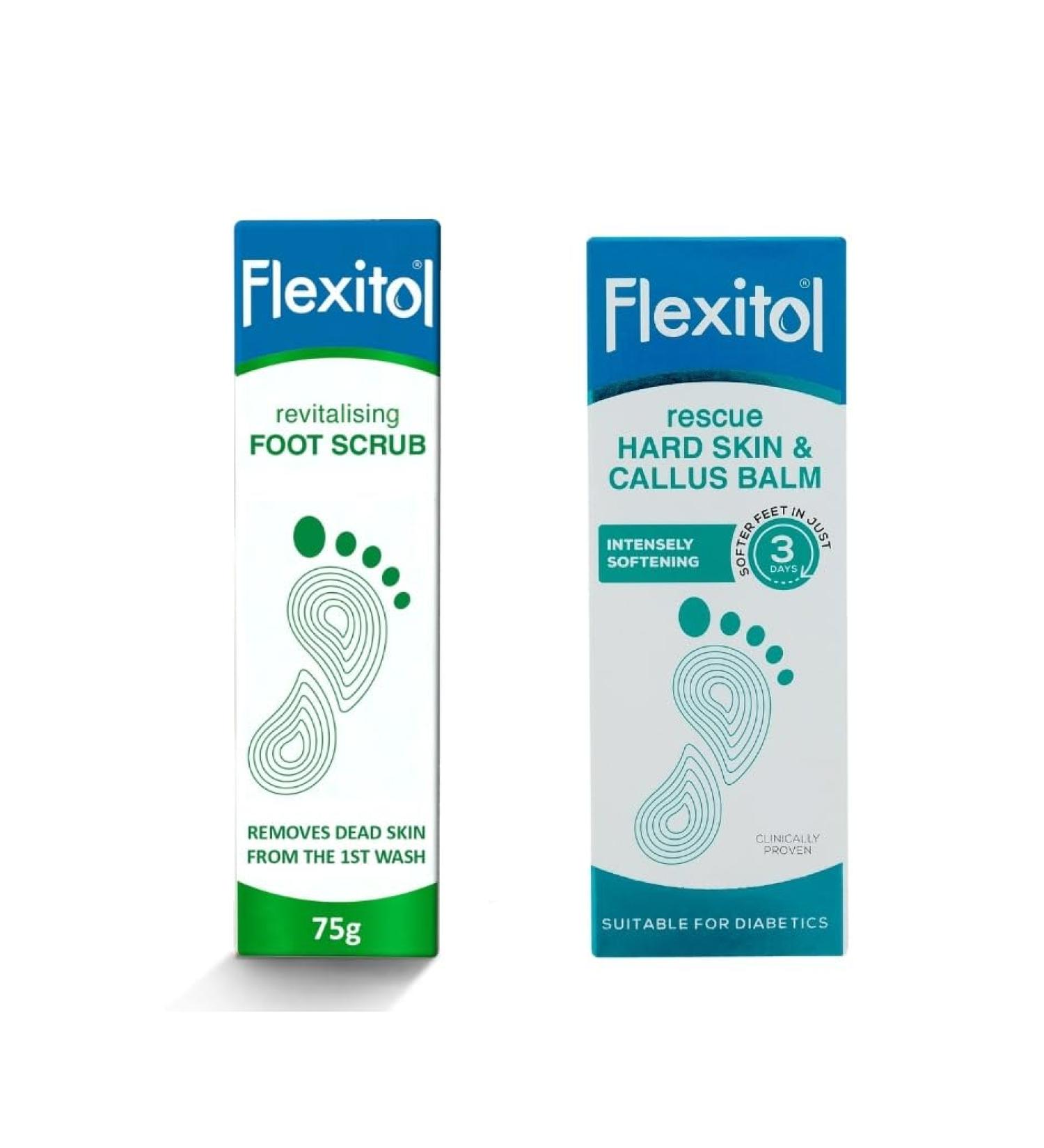 Flexitol Bundle Revitalising Foot Scrub 75g + Flexitol Rescue Hard Skin and Callus Balm 56g (pack of 2) - Buy Online on SooperMarket.com