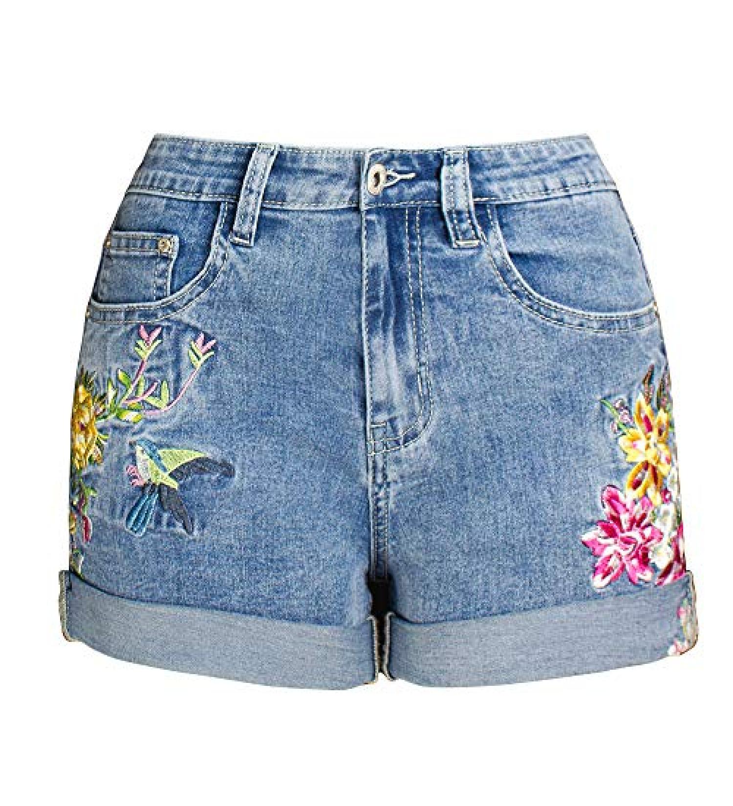 COMLIFE Women's Irregular Denim Shorts with Tassels | Mid Waisted | Blue-sl095 - Buy Online on SooperMarket.com