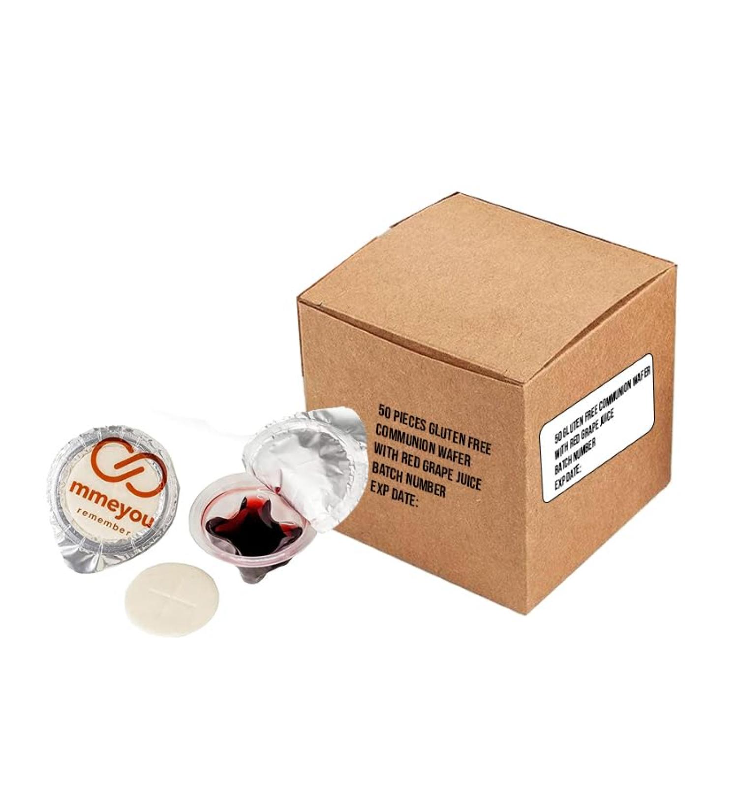 Mmeyou Packaged Holy Communion Wafers Gluten Free Mmeyou Communion Cups Gluten Free Wafer with Red Grape Juice (Box of 50) - All in one packaged communion set. (Gluten Free) - Buy Online on SooperMarket.com