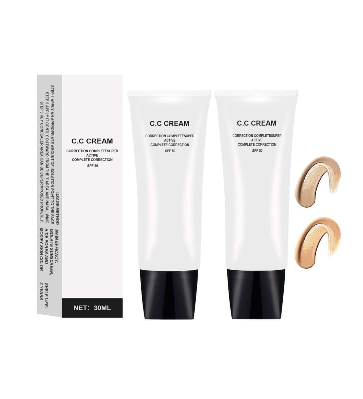 Grospe 2PCS Skin Tone Adjusting CC Cream for Mature Skin - Full-Coverage Foundation & Moisturizing Concealer in Natural+Ivory - Buy Online on SooperMarket.com