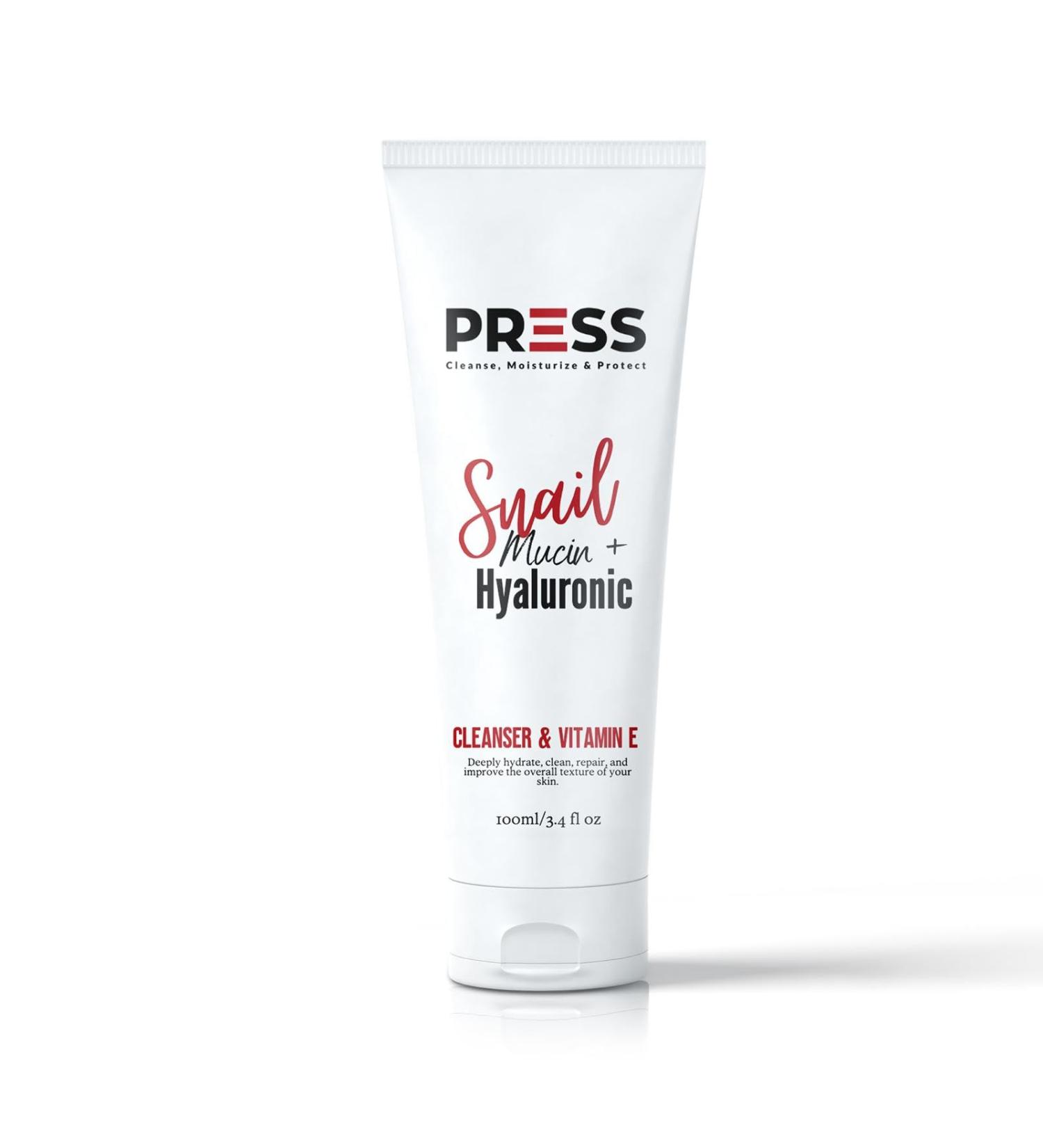 PRESS Snail Mucin Facial Cleanser with Hyaluronic Acid & Vitamin E | Refreshing 6 oz Skincare Solution for All Skin Types - Buy Online on SooperMarket.com