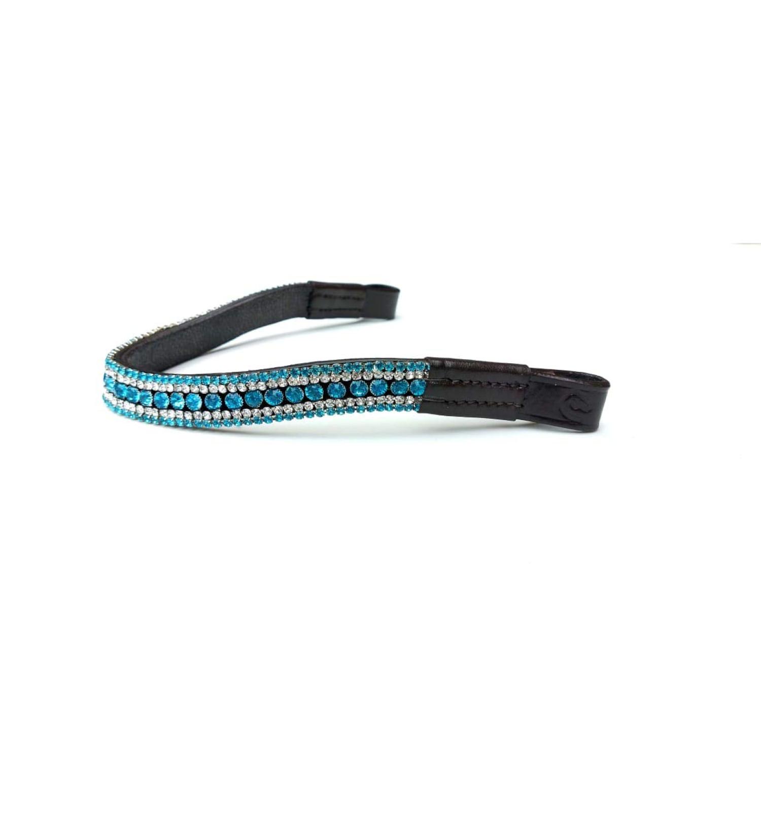 Equipride Horse Headband with Rhinestones - Stylish Turquoise Brown Leather | International Shipping - Buy Online on SooperMarket.com