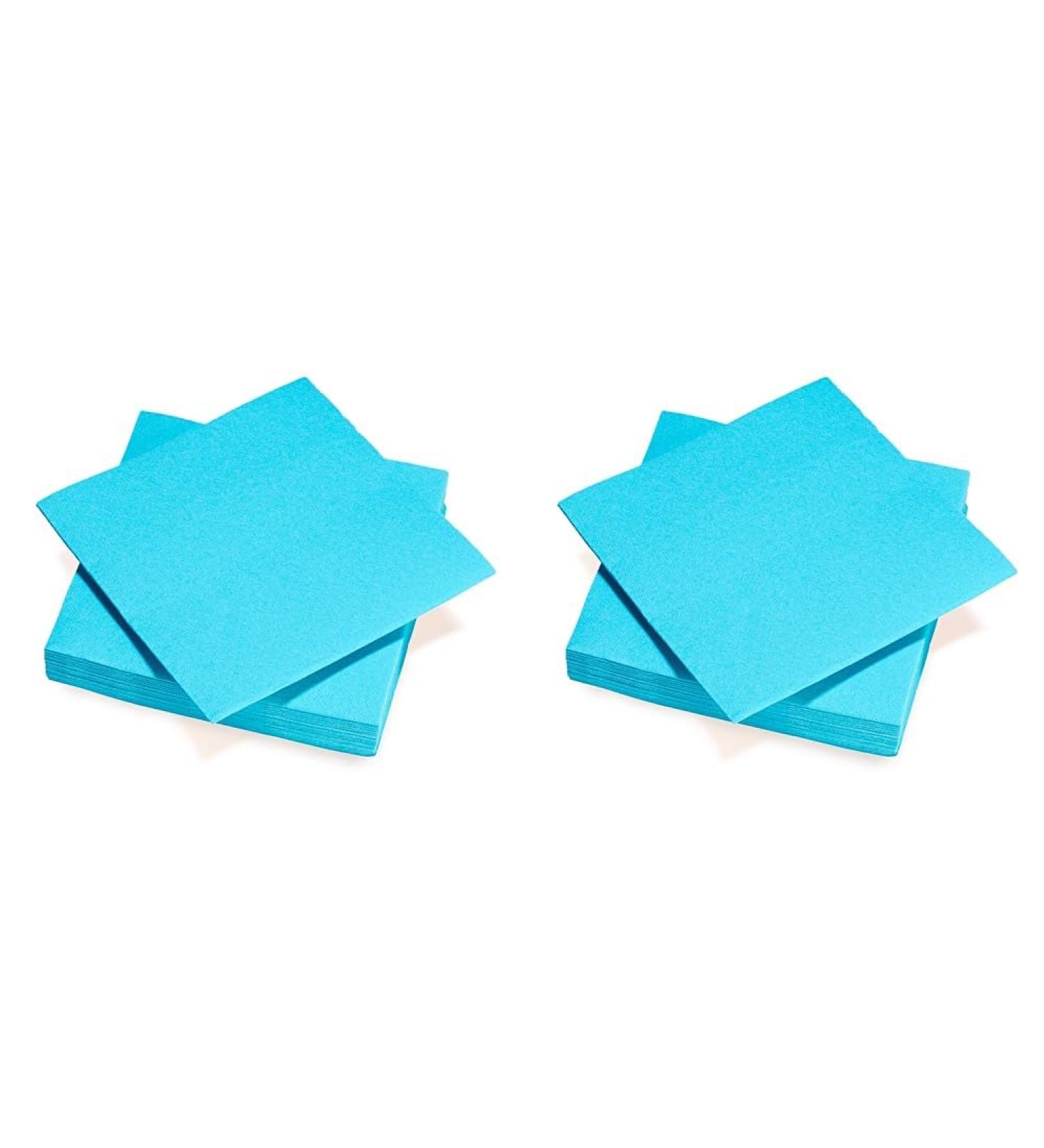 Le Nappage Turquoise Blue Paper Napkins - FSC Certified Biodegradable & Recyclable - 40 Pack (38x38 cm Large & Medium) for Eco-Friendly Dining - Buy Online on SooperMarket.com