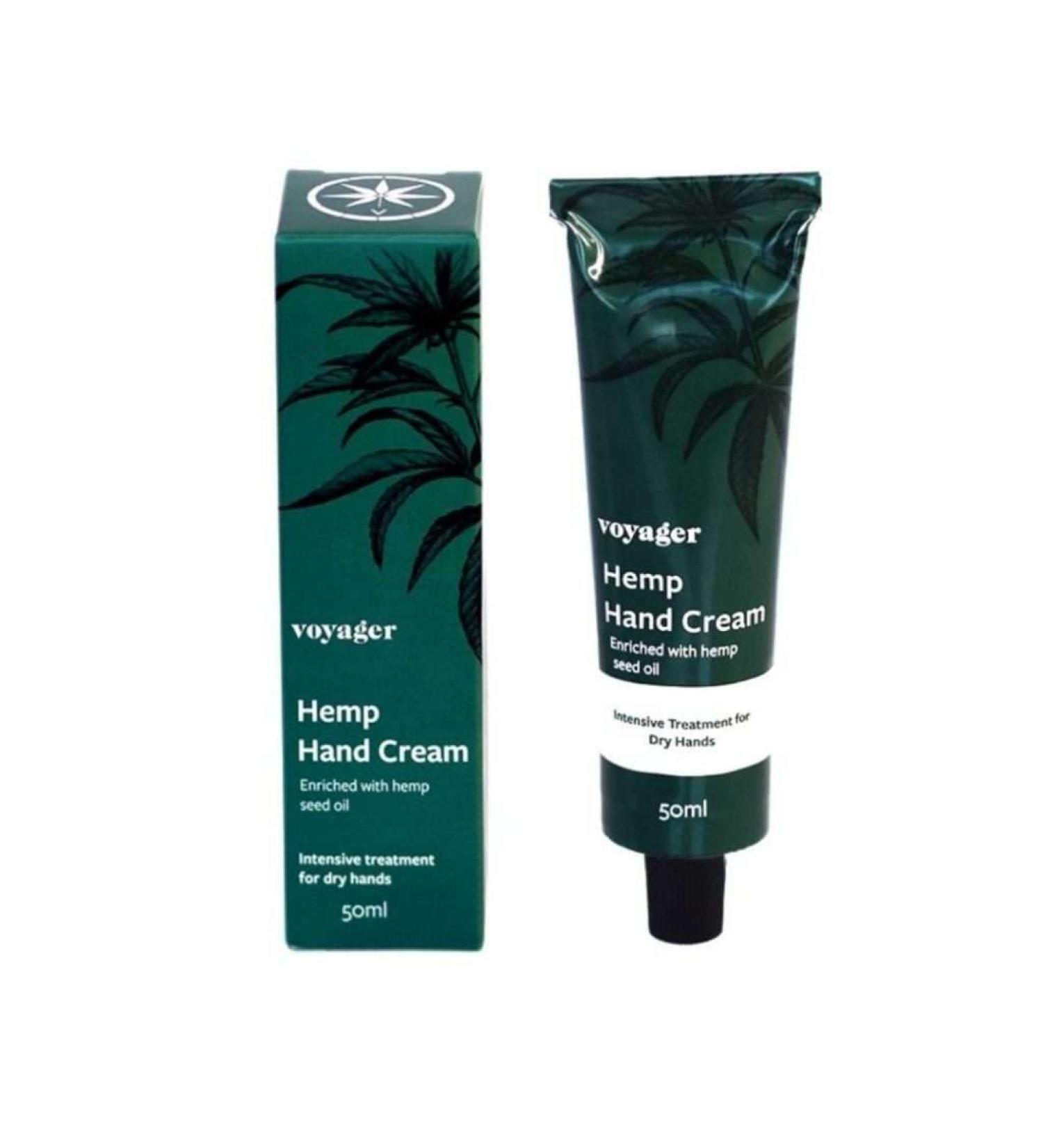Voyager - Hemp Hand Cream - Enrich with Hemp Seed Oil Intensive Treatment for Dry Hands - With Moisturising Cocoa Butter & Hyaluronic Acid Promotes Healthier Softer Skin - 50ml - Buy Online on SooperMarket.com