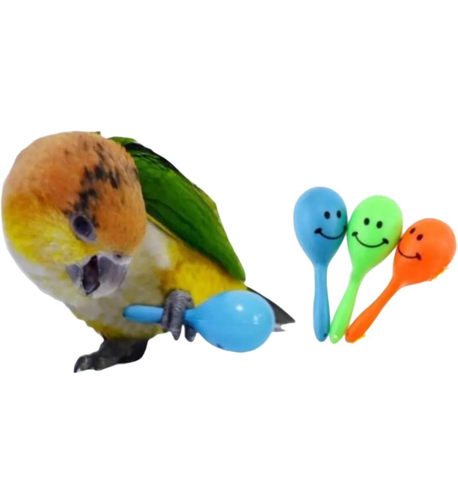 WACURRENTHYD 3PCS- Colourful Mini Ball Sand Hammer Parrot Rattle Shaker Musical Sound Toy Intelligent Sand Hammer Toys for Parakeets Canaries Cockatiels Conure Lovebirds(Random Color) - Buy Online on SooperMarket.com