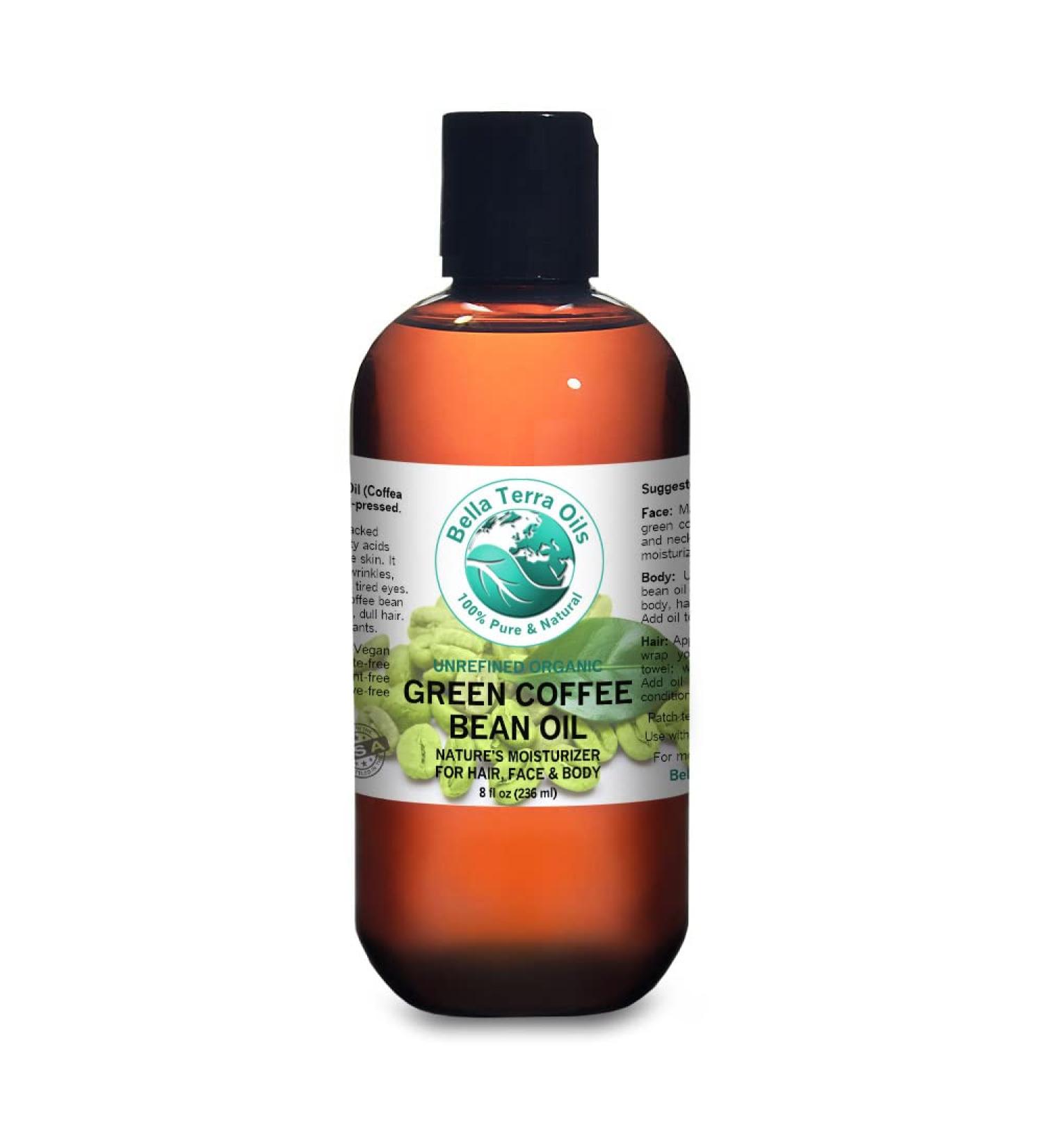 Organic Green Coffee Bean Oil 8 oz - Cold-Pressed, Unrefined, 100% Pure - Antioxidant-Rich Natural Moisturizer for Face and Body - Buy Online on SooperMarket.com