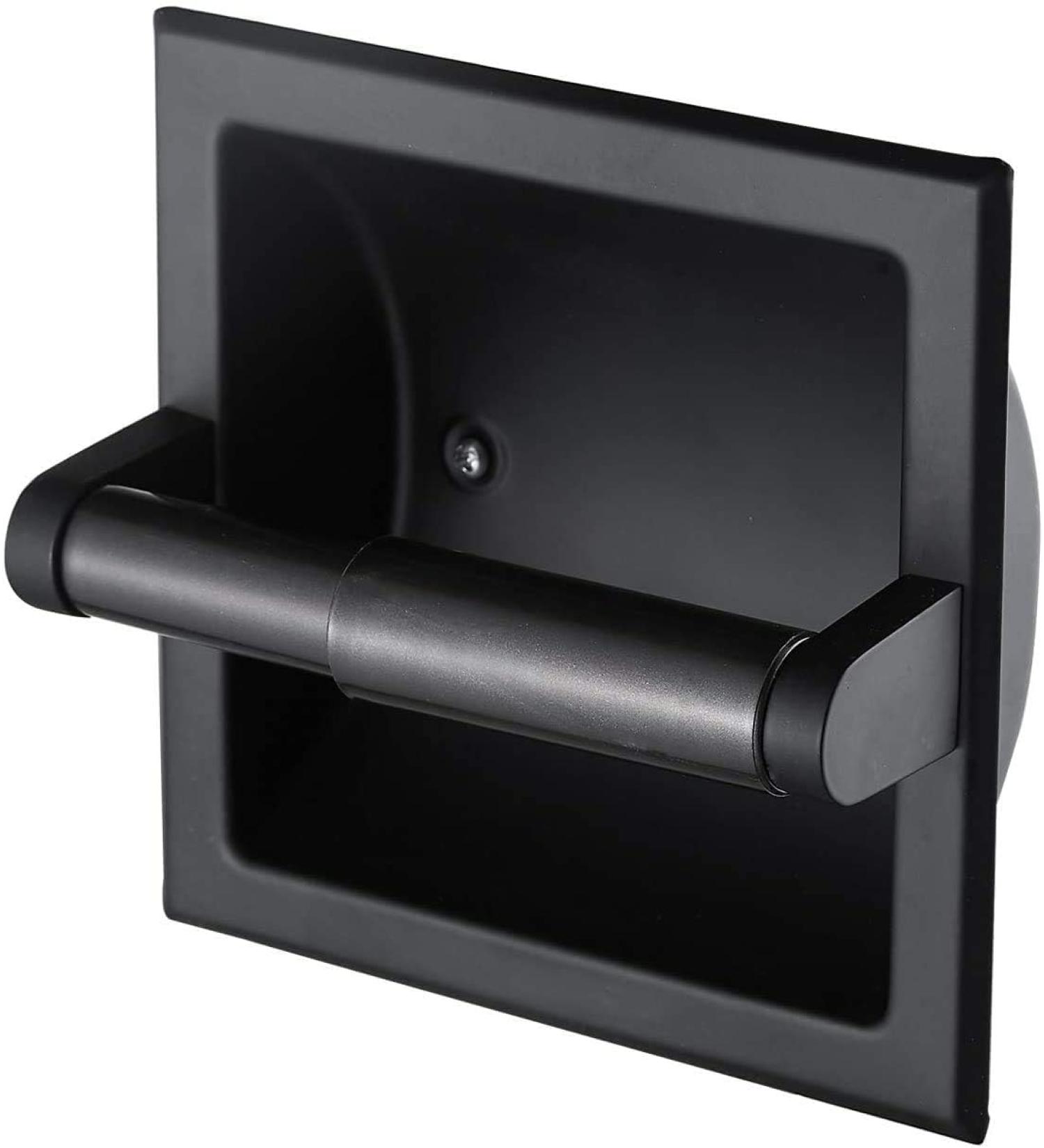 Recessed Toilet Paper Holder Wall Toilet Paper Holder Brushed Nickel Recessed Toilet Tissue Holder Includes Rear Mounting Bracket Black - Buy Online on SooperMarket.com