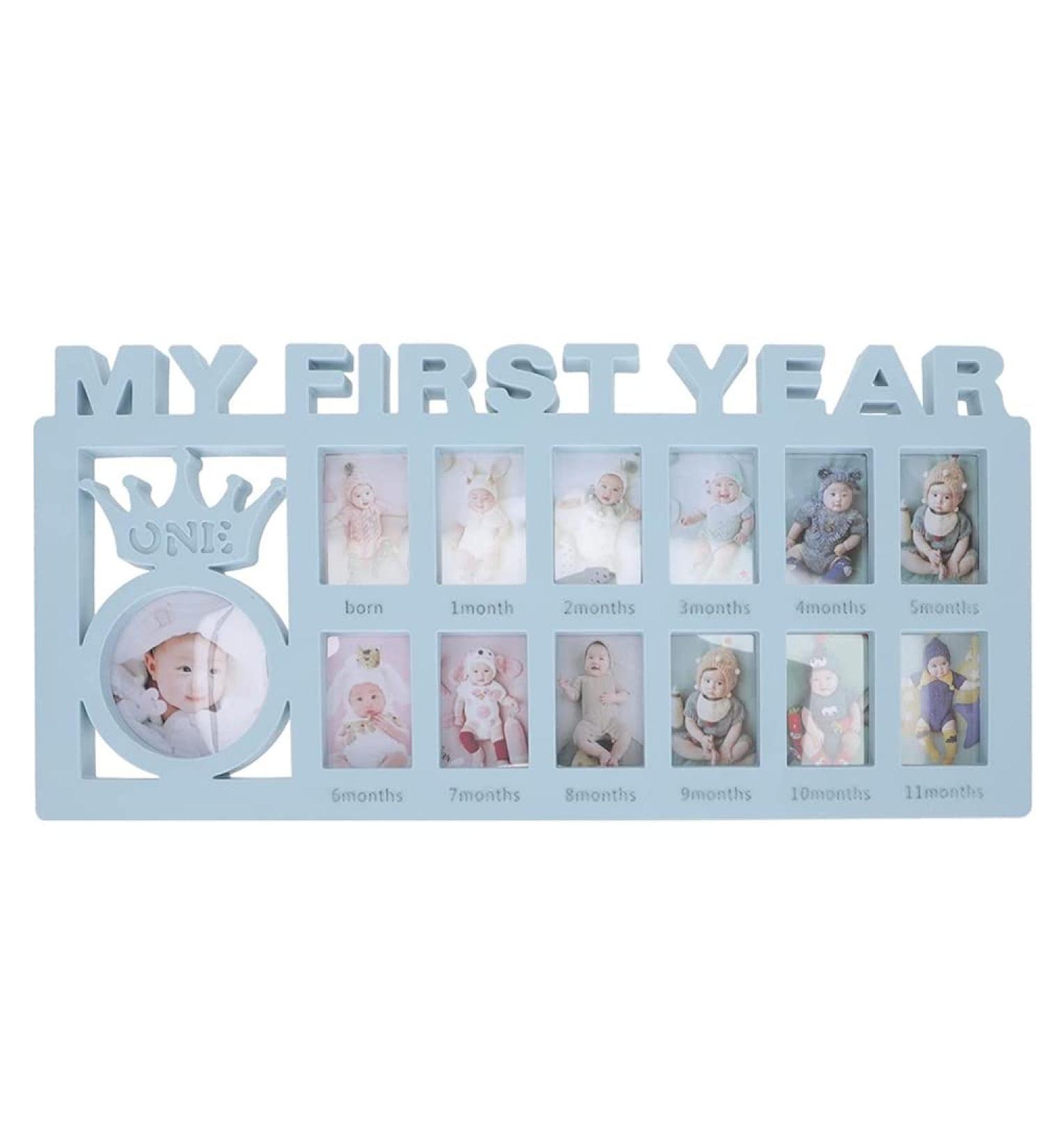 My First Year Baby Photo Frame - Baby Hand and Footprint Kit for New Mums and Dads - 1-12 Months Album and Keepsake Frame - Blue - Buy Online on SooperMarket.com