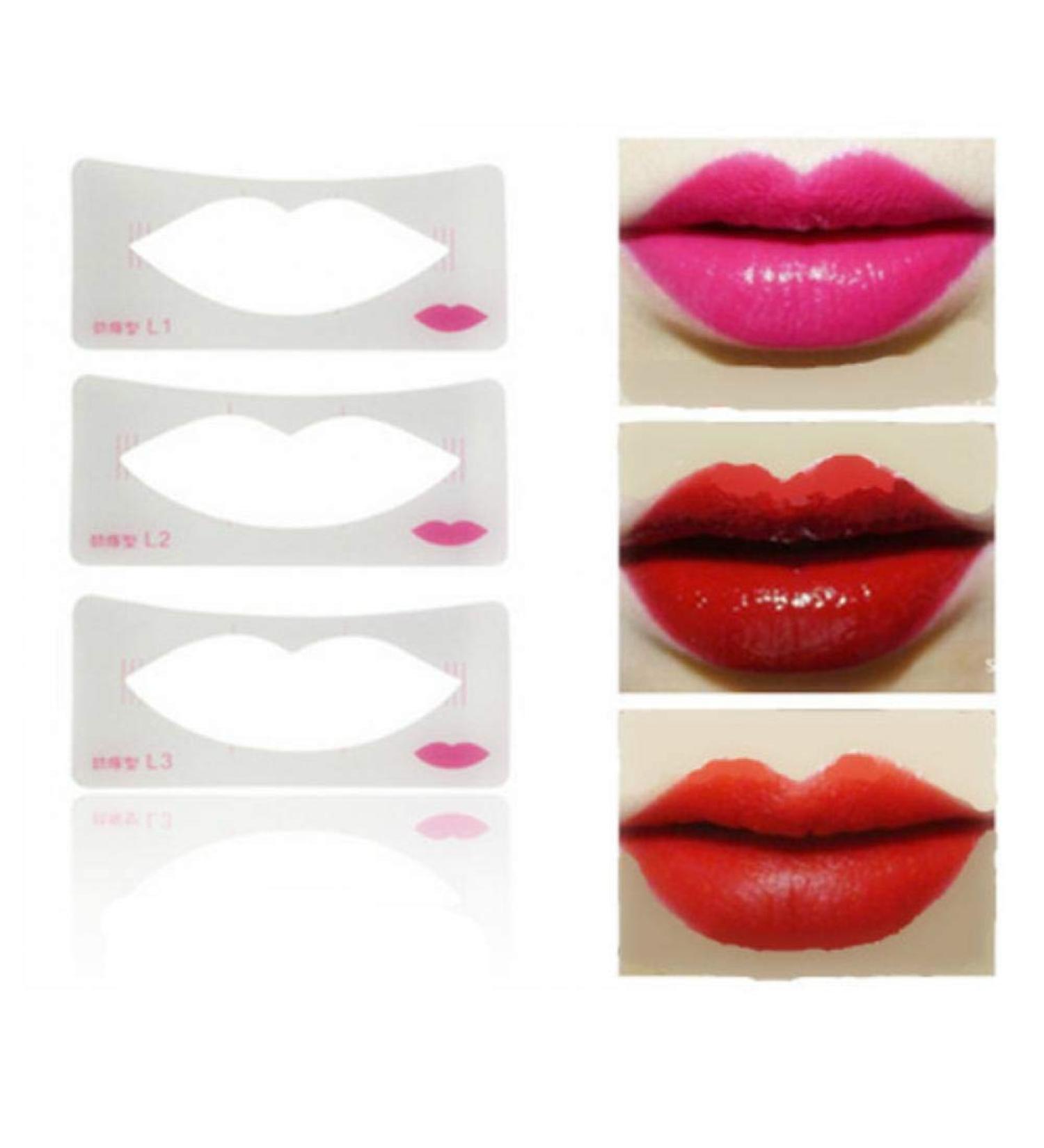 AMOYER 3Pcs Lip Liner Stencils - Perfect Lip Line Template for Flawless Makeup | 3 Stylish Designs - Buy Online on SooperMarket.com