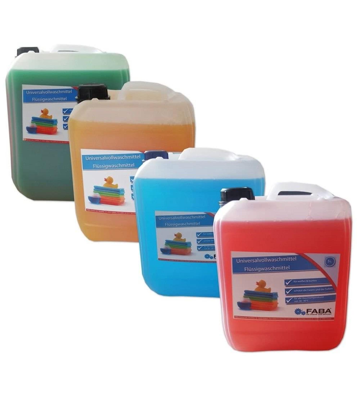 Liquid detergent heavy duty detergent 4x5 L colorful red orange green blue