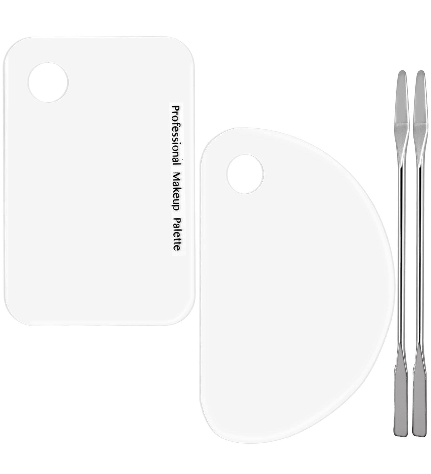2-Pack Professional Makeup Palette & Spatula - Stainless Steel Cosmetic Tools for Eyeshadow Lipstick Nail Art & Foundation Mixing | Beauty Home Salon Essentials - Buy Online on SooperMarket.com