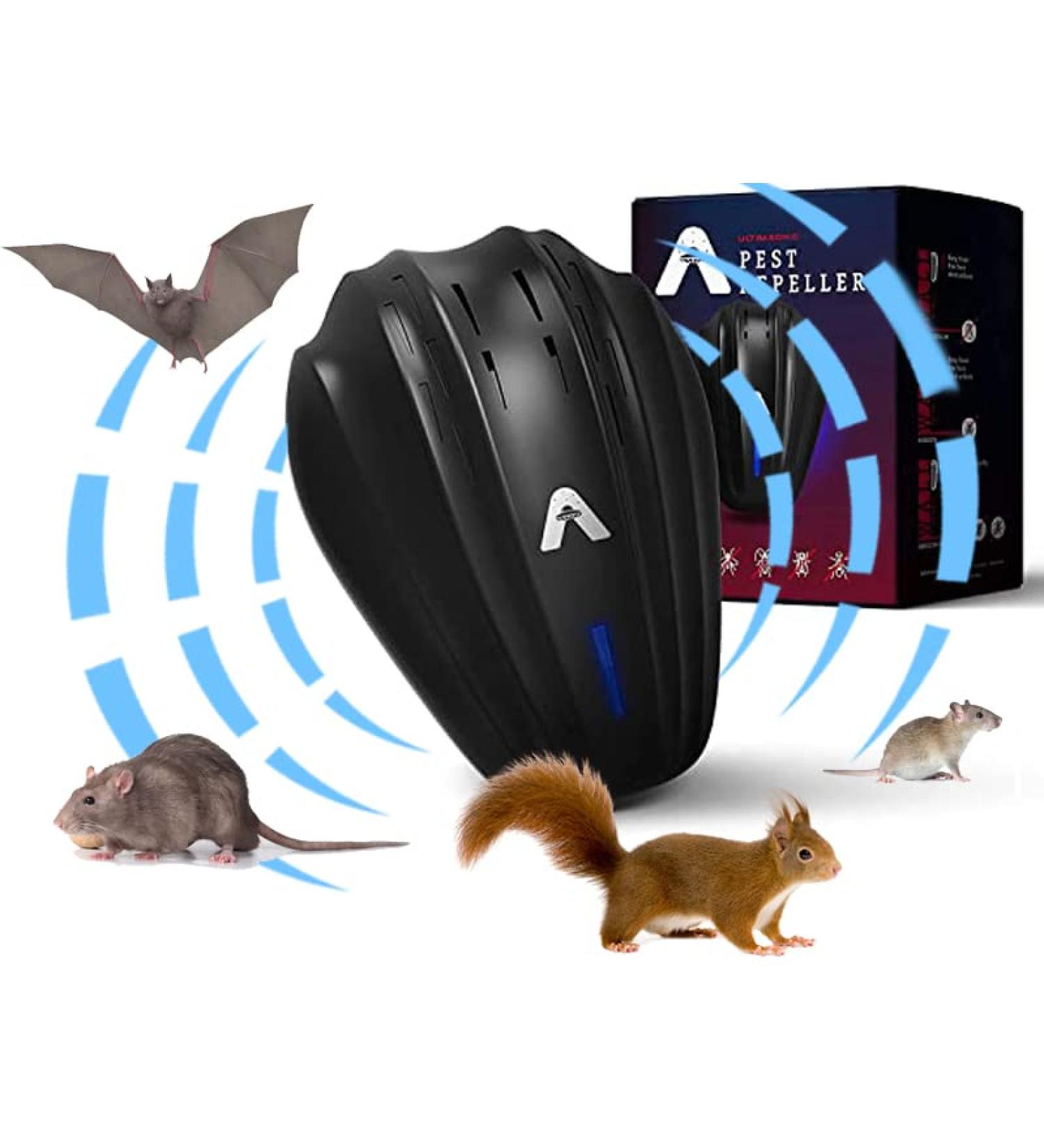 2023 Ultrasonic Pest Repeller Plug-in - Indoor/Outdoor Electronic Repellent for Rat, Bat, Mouse, Squirrel, Bug, Bee, Ant, Spider, Wasp, Cockroach, Fly, Mosquito, Rodent, Termite, Roach - Black - Buy Online on SooperMarket.com
