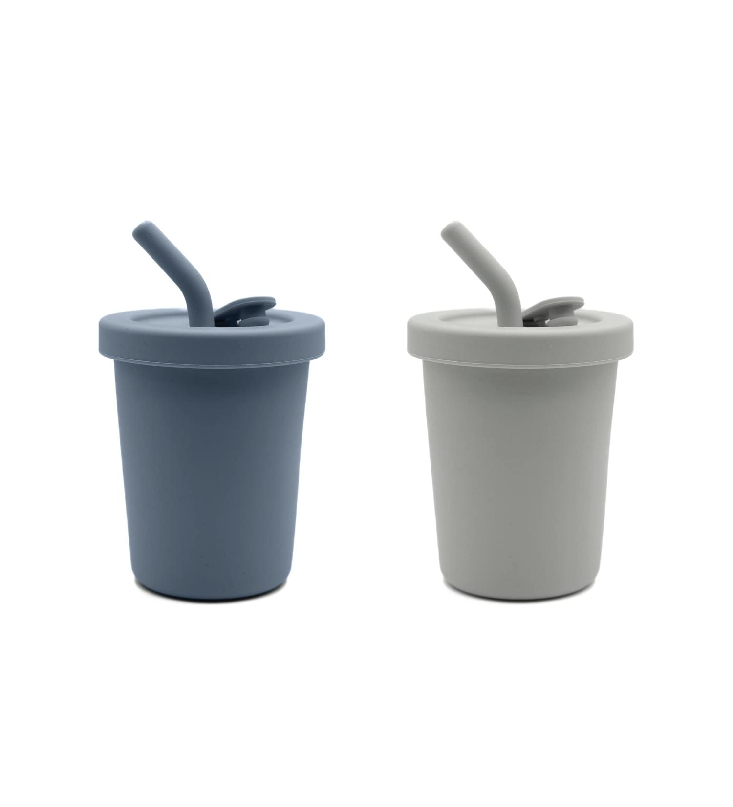 Ka Straw Cup 2-Pack | 100% Food-Grade Silicone | Spill-Proof | Dishwasher Friendly | Deep Ocean/Light Storm | 8 Oz Size - Buy Online on SooperMarket.com