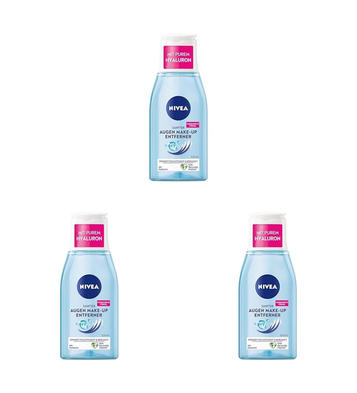 Nivea Gentle Eyes Make-Up Remover 125ml - Non-Greasy Makeup Remover with Provitamin B5 | 3-Pack for Effortless Eye Makeup Removal - Buy Online on SooperMarket.com