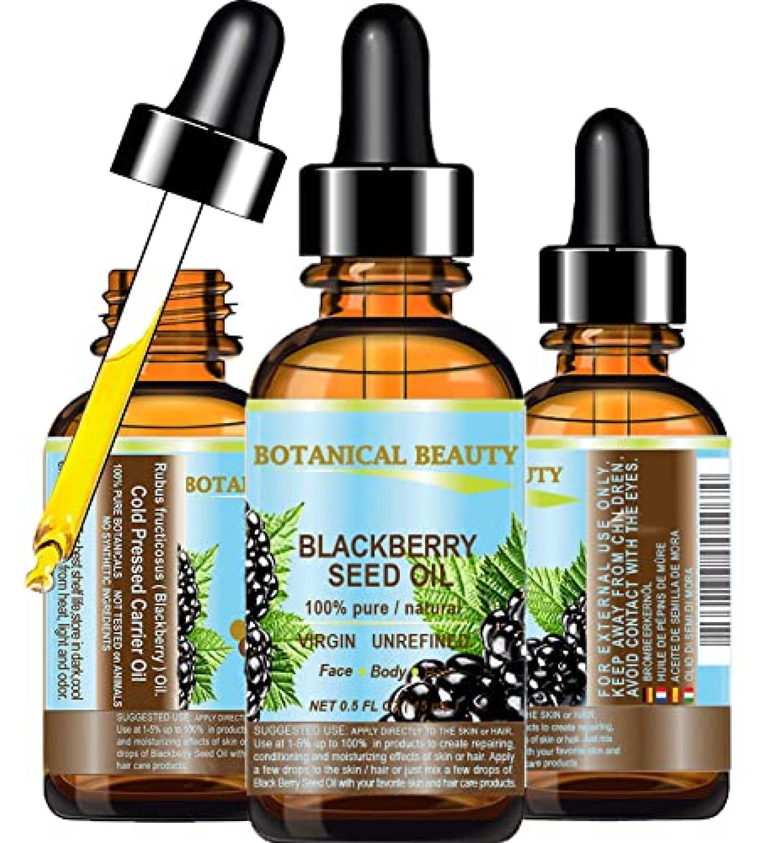 100% Pure Blackberry Seed Oil - Virgin Unrefined Cold Pressed Carrier Oil for Face Skin Hair | 0.5 Fl. oz - Buy Online on SooperMarket.com