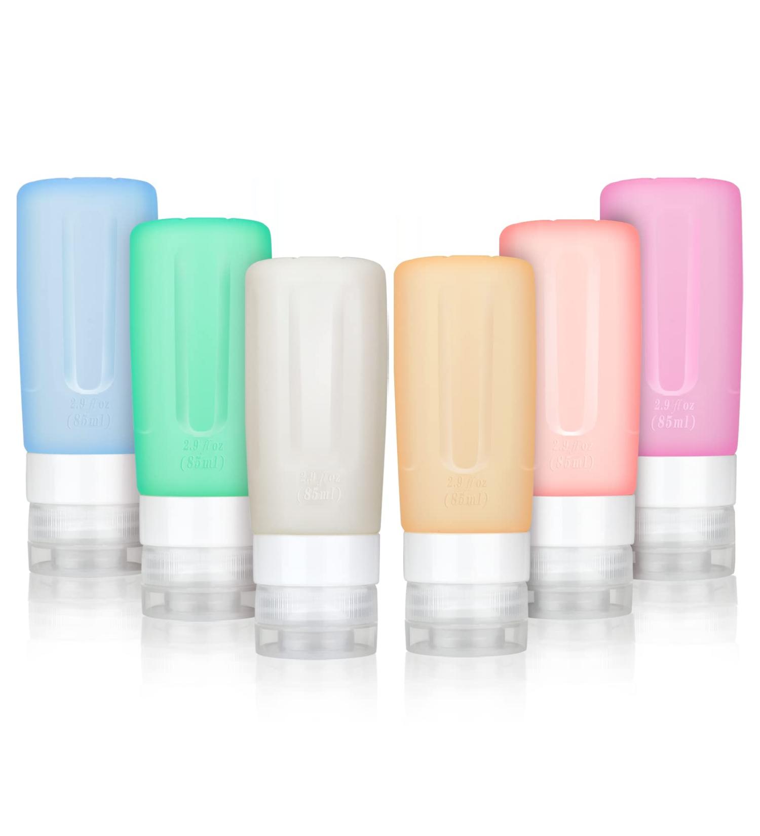 Rogue Silicone Travel Bottles Set - 6x85ml Toiletries Container for Shampoo Shower Gel & Personal Hygiene | Perfect Travel Essentials - Buy Online on SooperMarket.com
