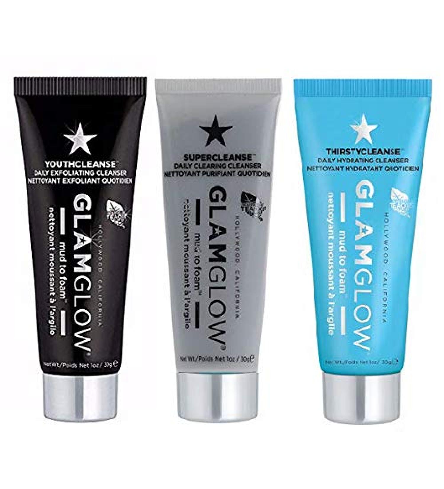 GlamGlow 3 Piece Cleanser Set - 1oz | Daily Skincare Routine Essentials - Buy Online on SooperMarket.com