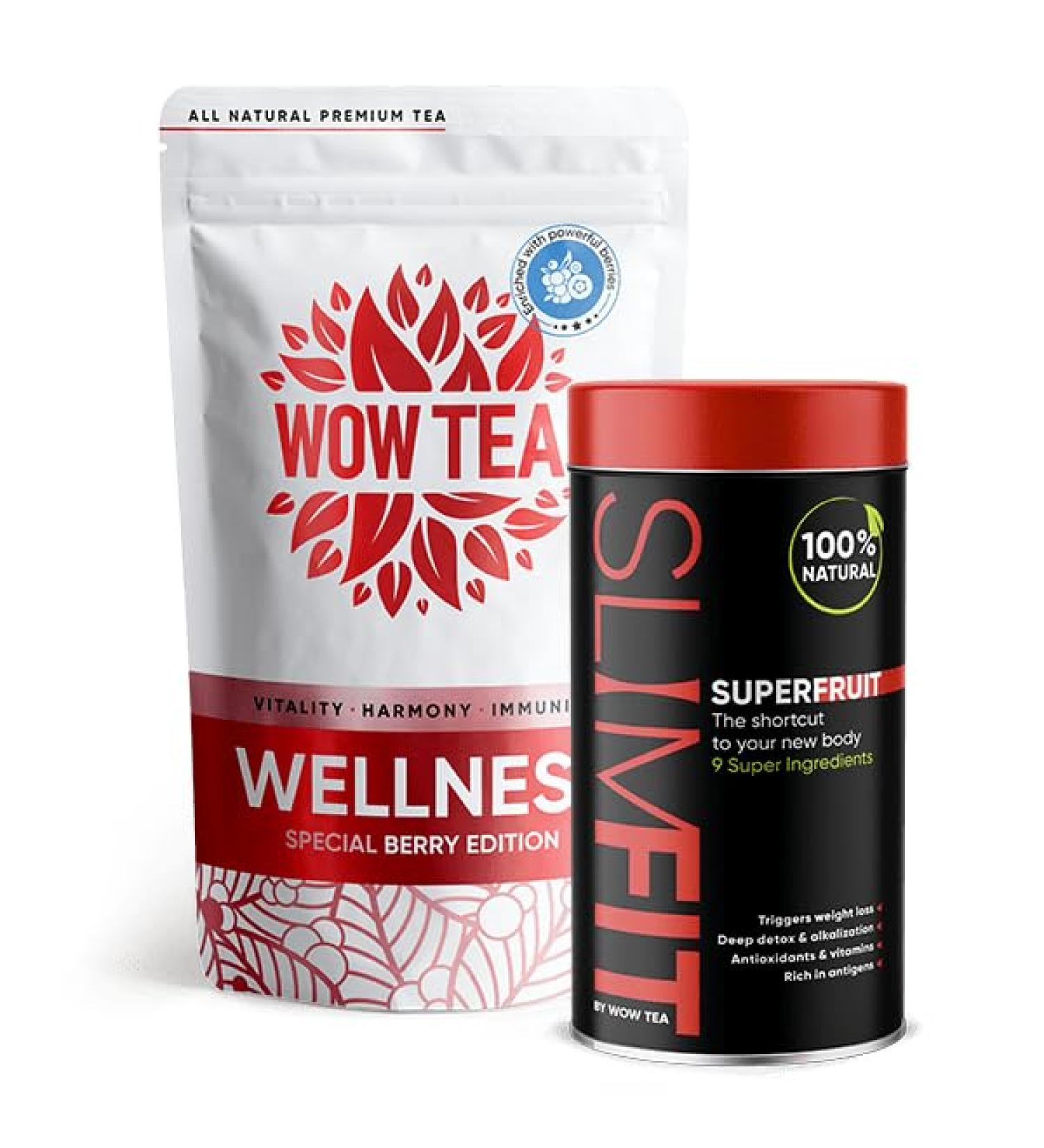 WOW TEA: Double Berry Slim Team 1 (One Size Berry Wellness Tea + SuperFruit) Berry Wellness Tea + SuperFruit One Size - Buy Online on SooperMarket.com